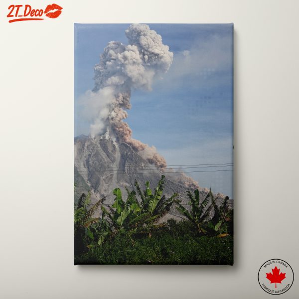 Erupting Volcano Landscape with Smoke