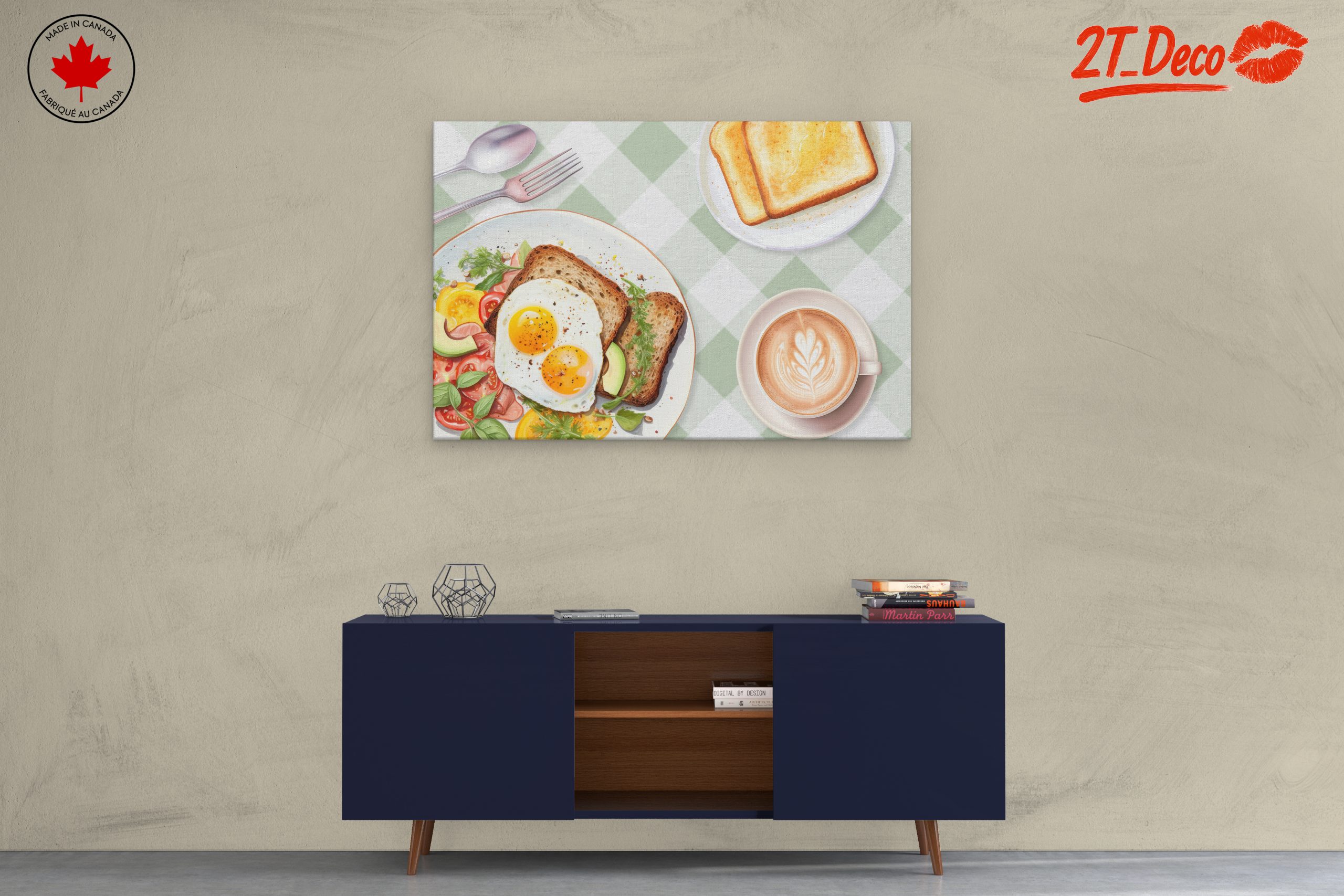 Food Illustration of Sunny Side Up Eggs and Toast - Image 3