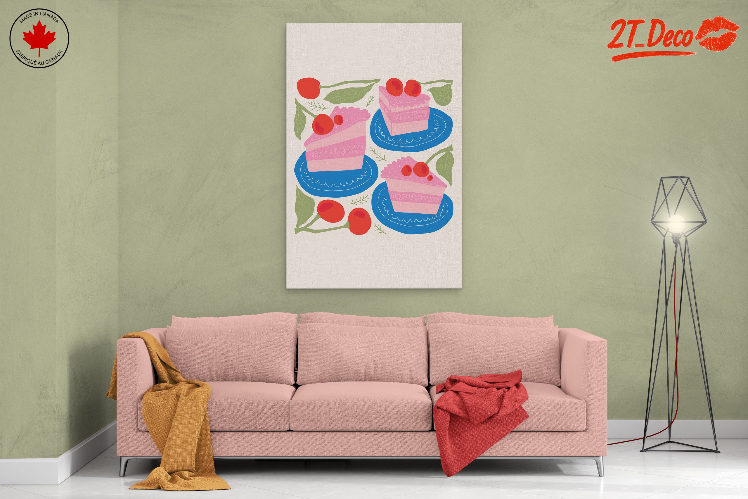 Colorful Abstract Food Art with Cake and Cherries - Image 2