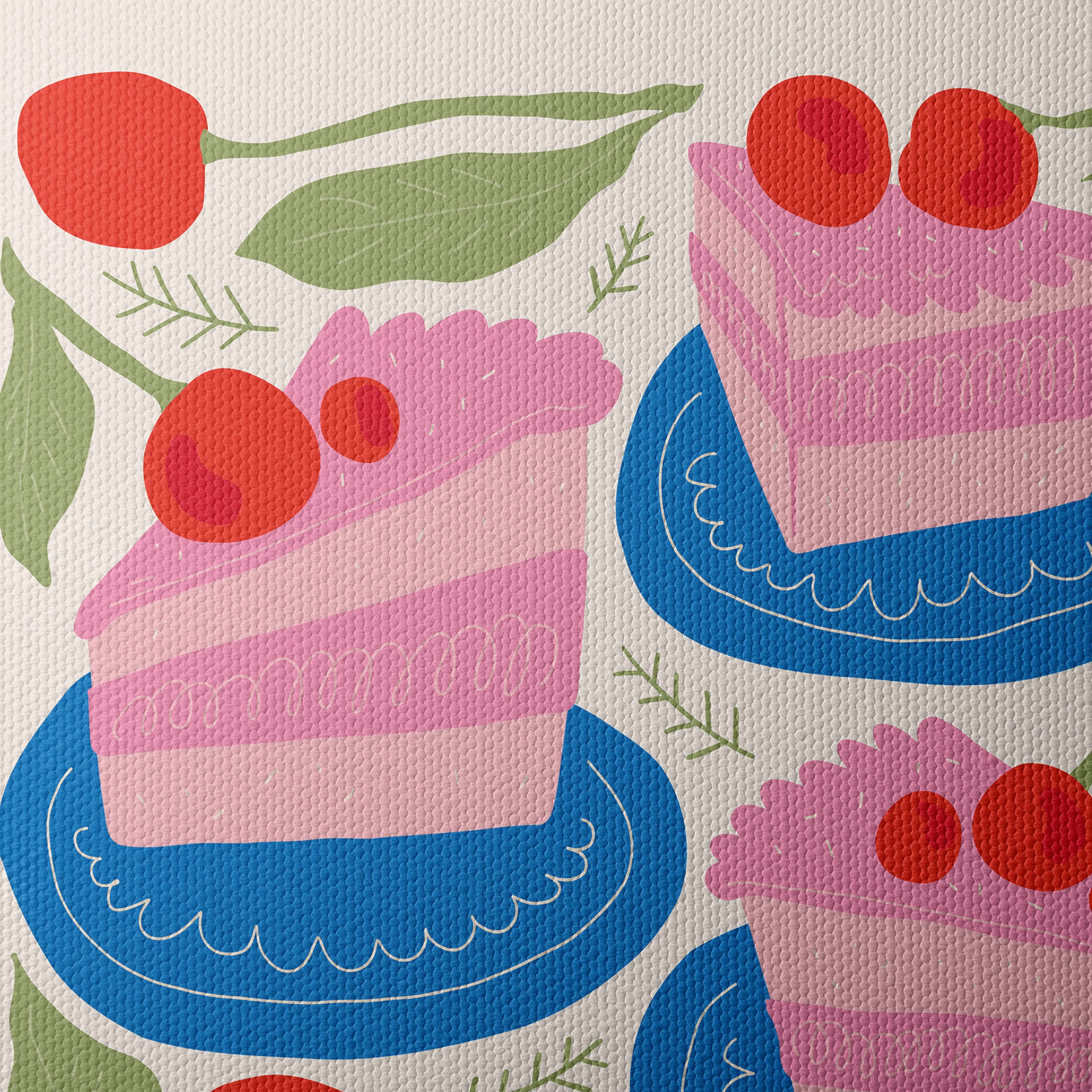 Colorful Abstract Food Art with Cake and Cherries - Image 4