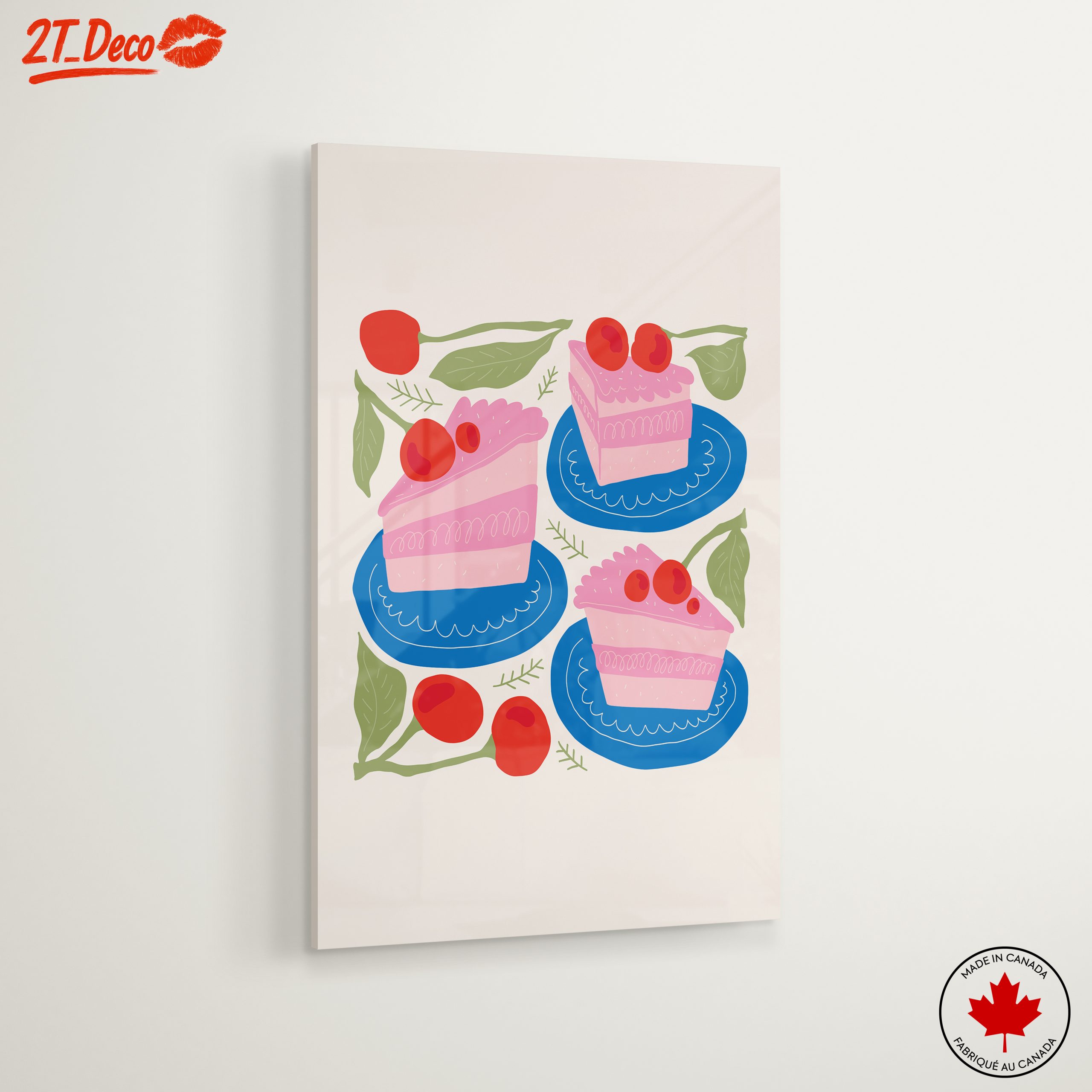 Colorful Abstract Food Art with Cake and Cherries - Image 6