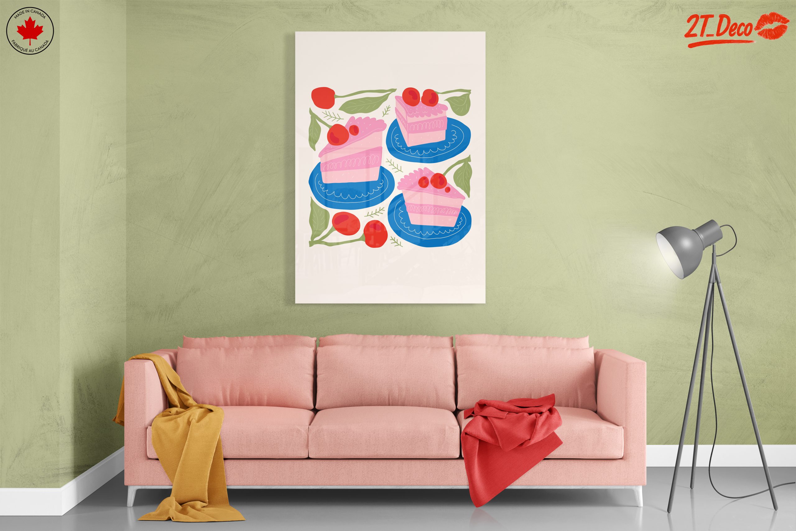 Colorful Abstract Food Art with Cake and Cherries - Image 7