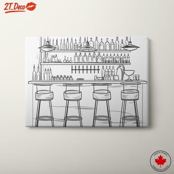 Stylish Bar Illustration in Line Art