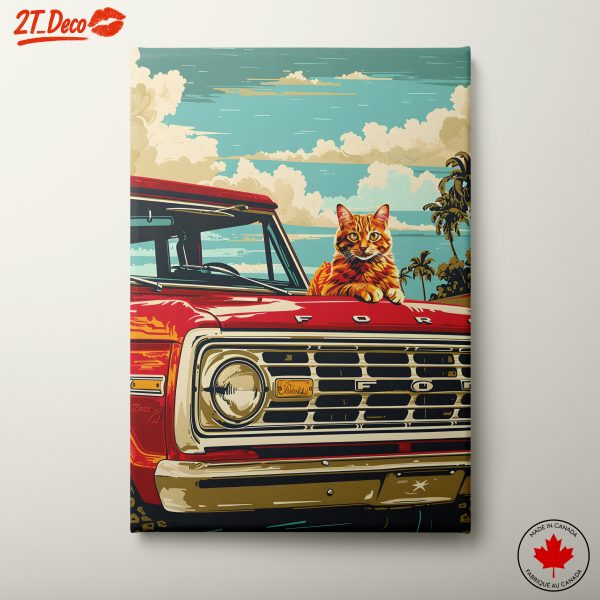 Vintage Ford With Cat on Hood