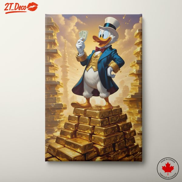 Wealthy Character Standing on Gold Bars