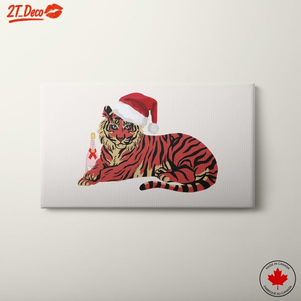 Stylish Tiger in Santa Hat