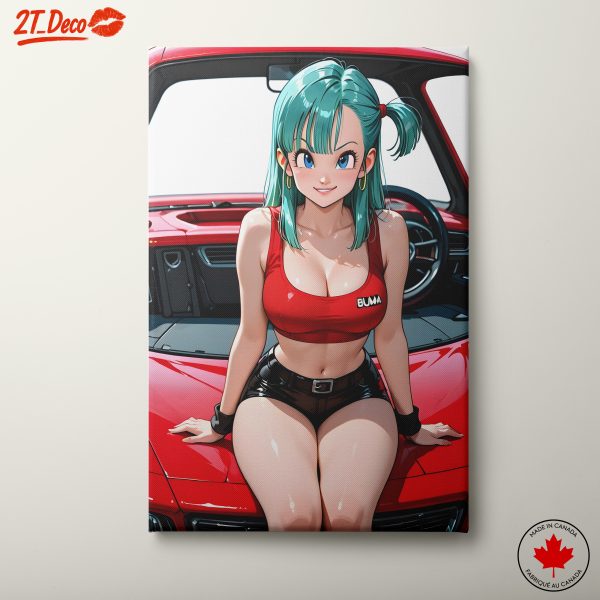Stunning Anime Character on Red Car