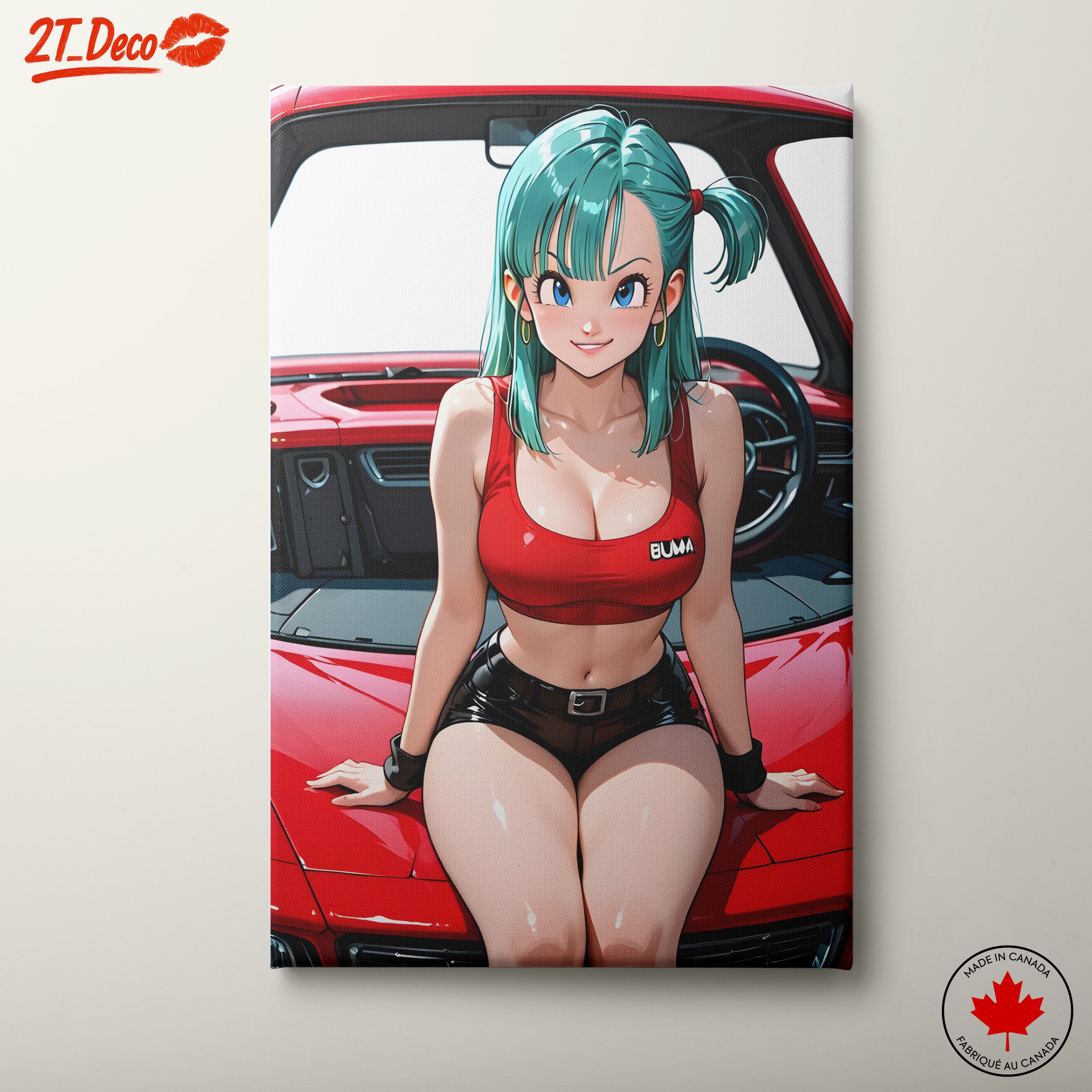 Stunning Anime Character on Red Car