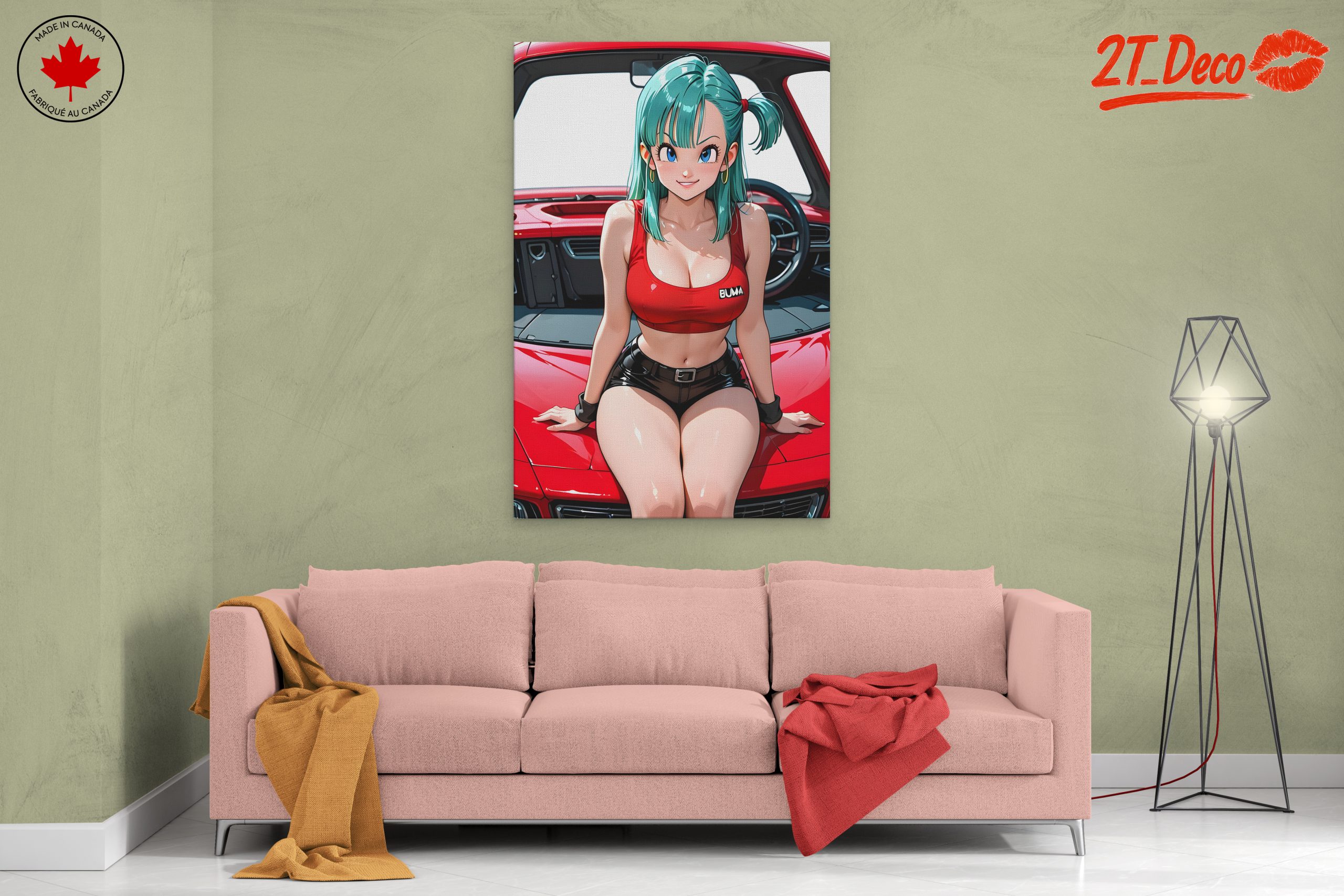 Stunning Anime Character on Red Car - Image 2