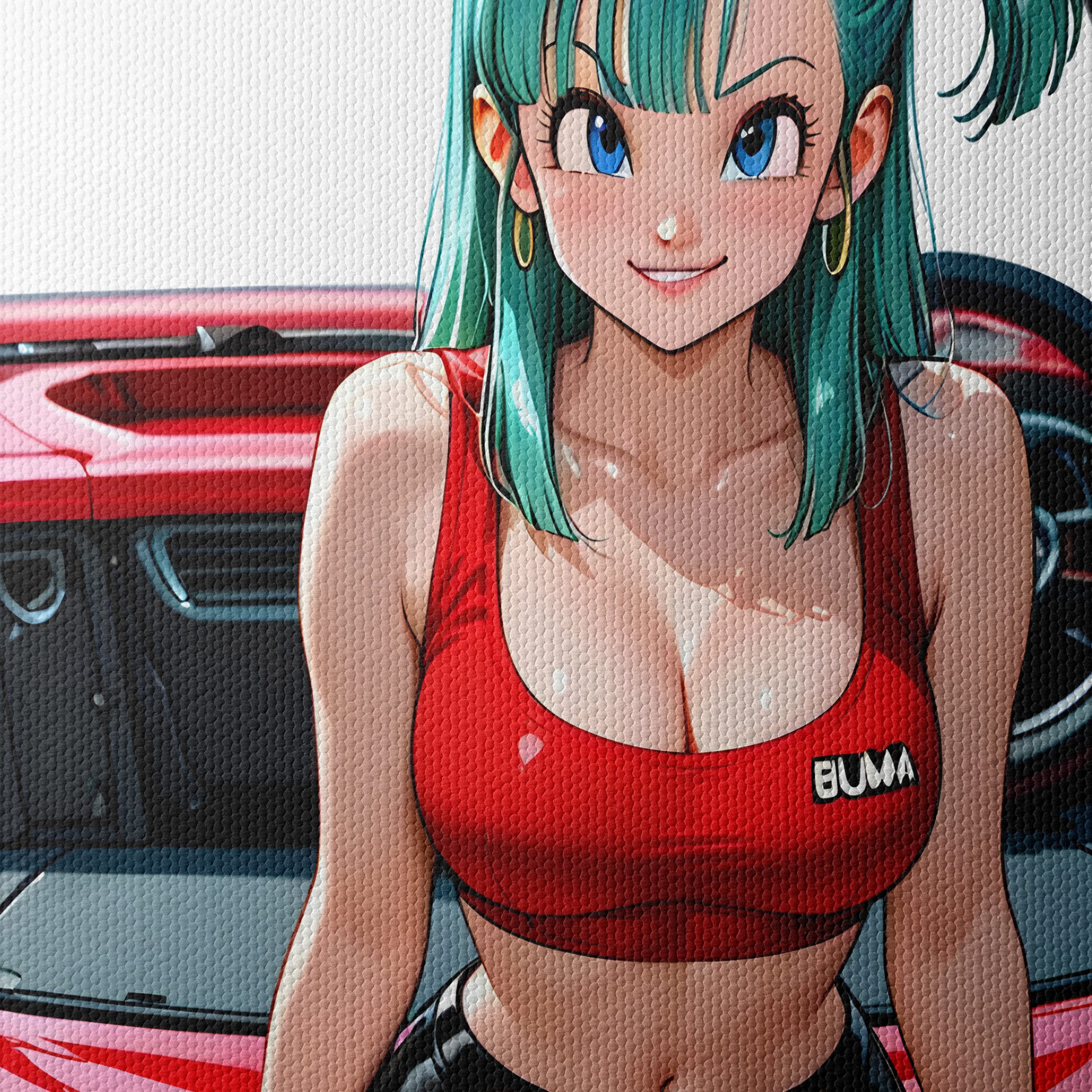 Stunning Anime Character on Red Car - Image 4