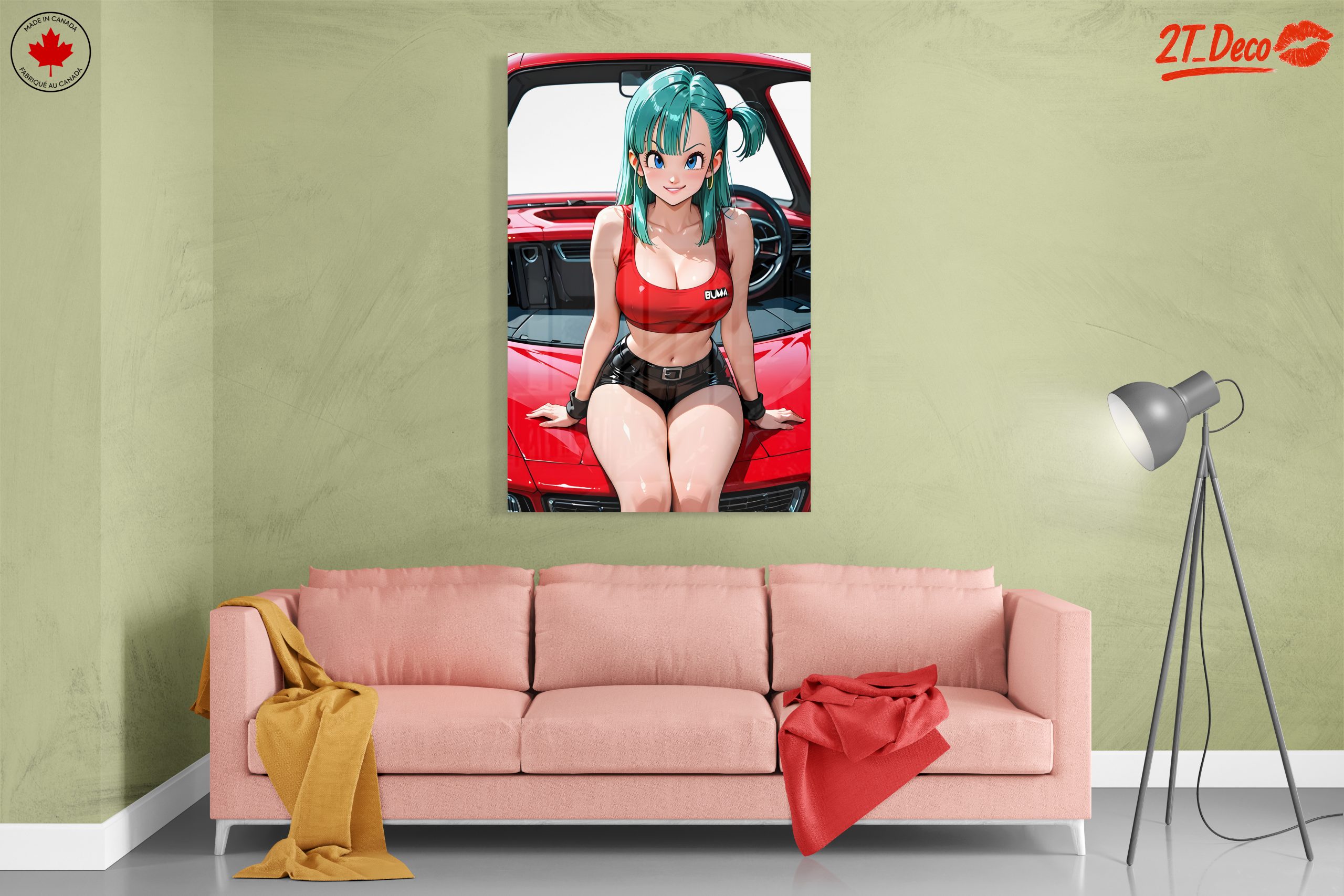 Stunning Anime Character on Red Car - Image 7