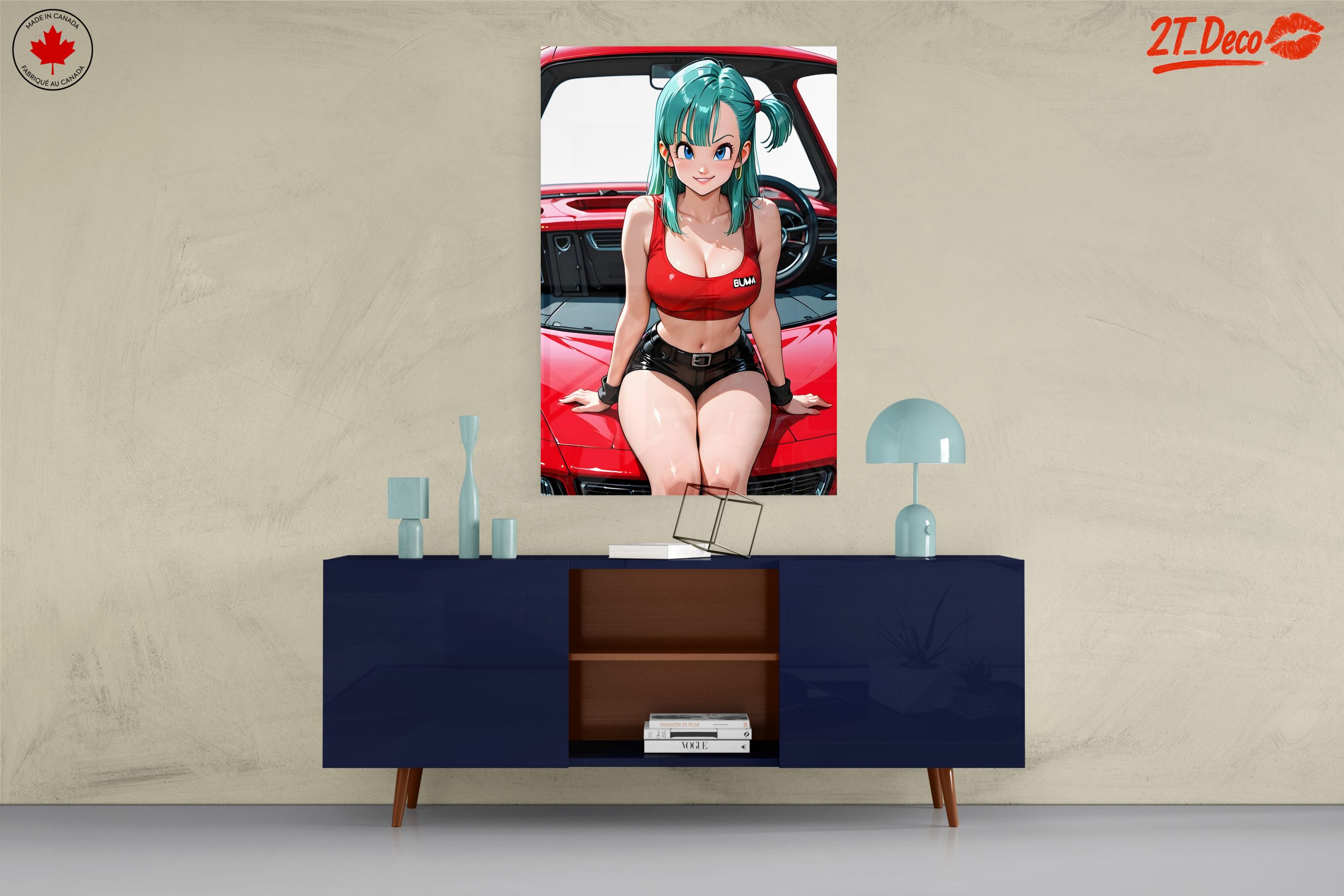 Stunning Anime Character on Red Car - Image 8