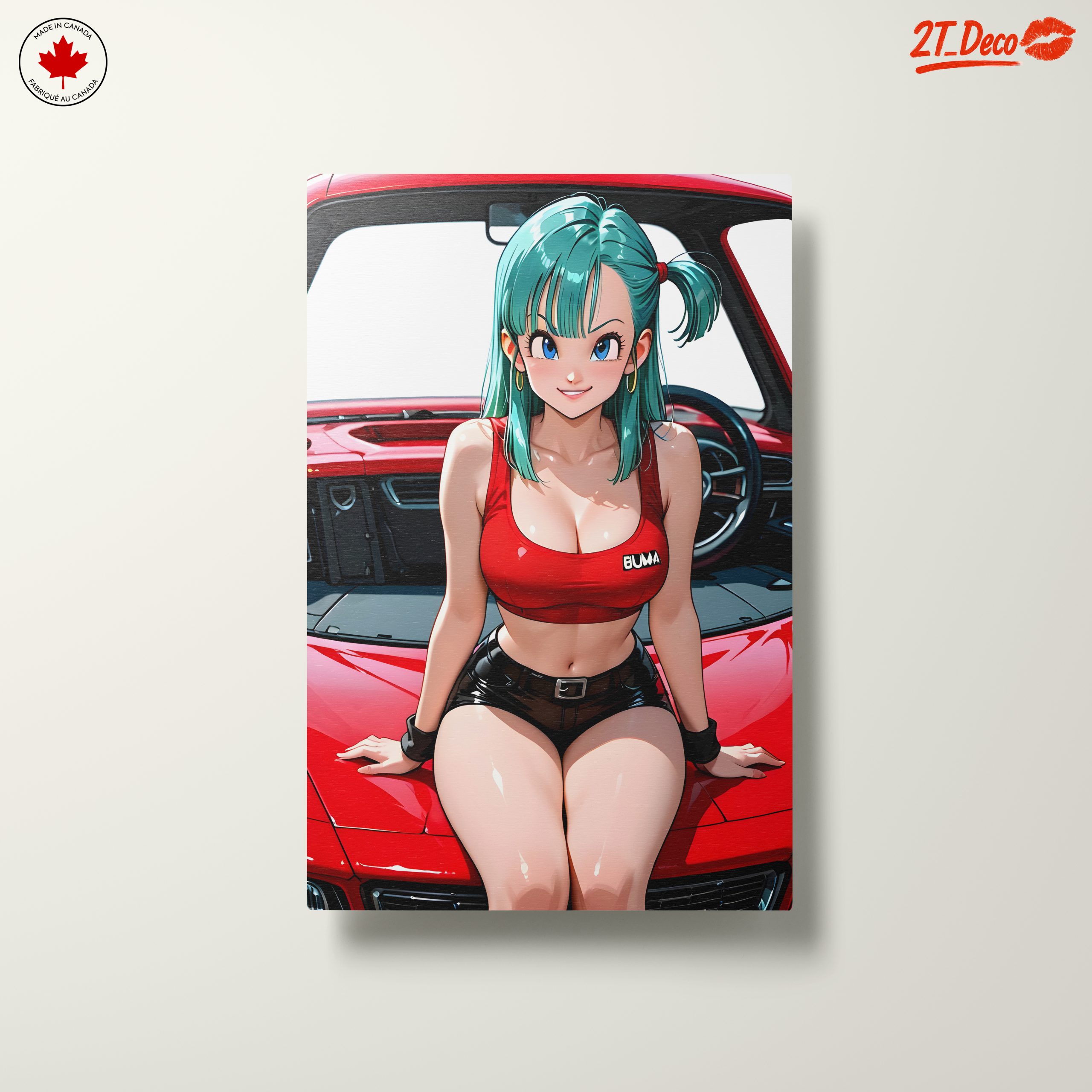 Stunning Anime Character on Red Car - Image 10