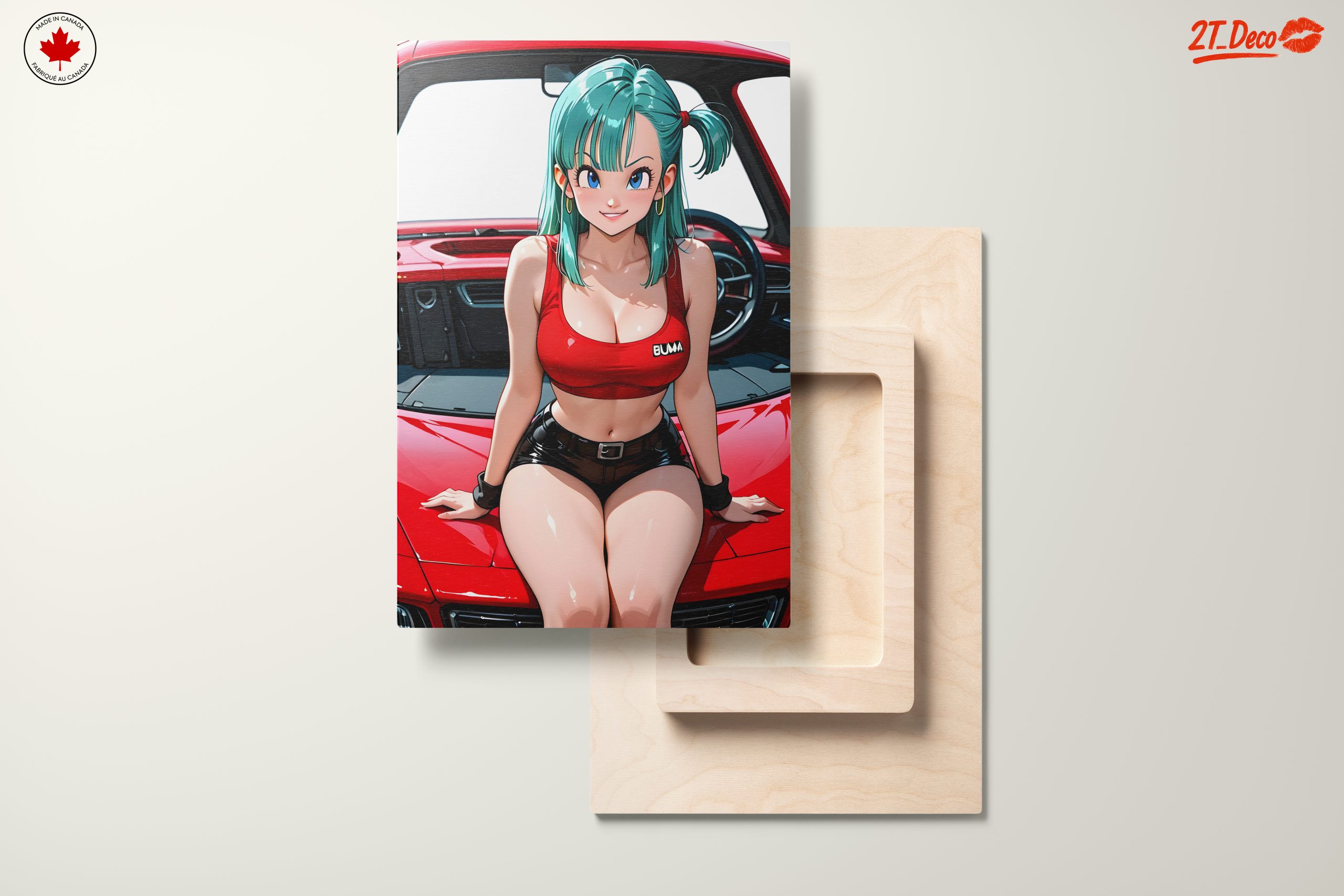 Stunning Anime Character on Red Car - Image 11