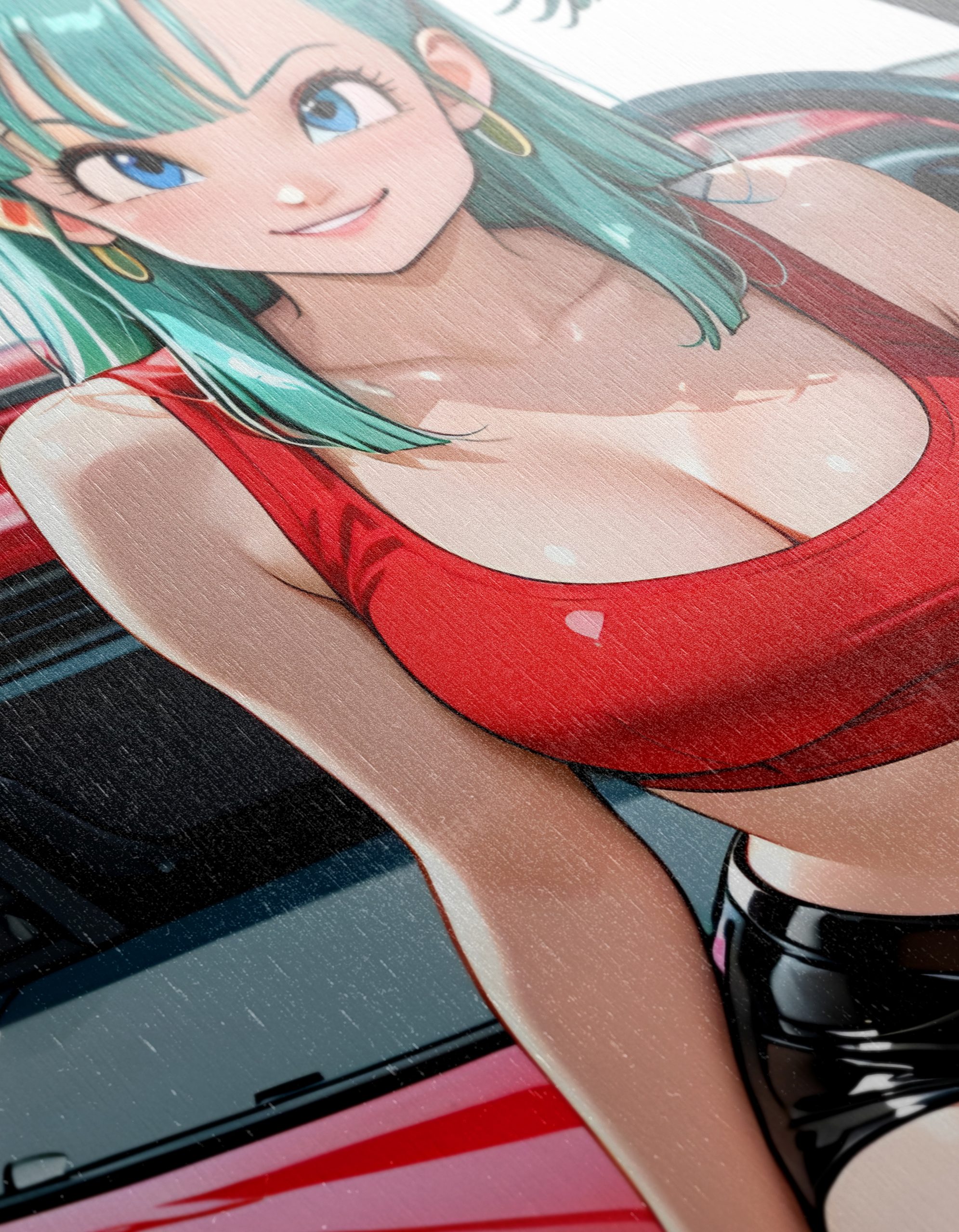 Stunning Anime Character on Red Car - Image 12