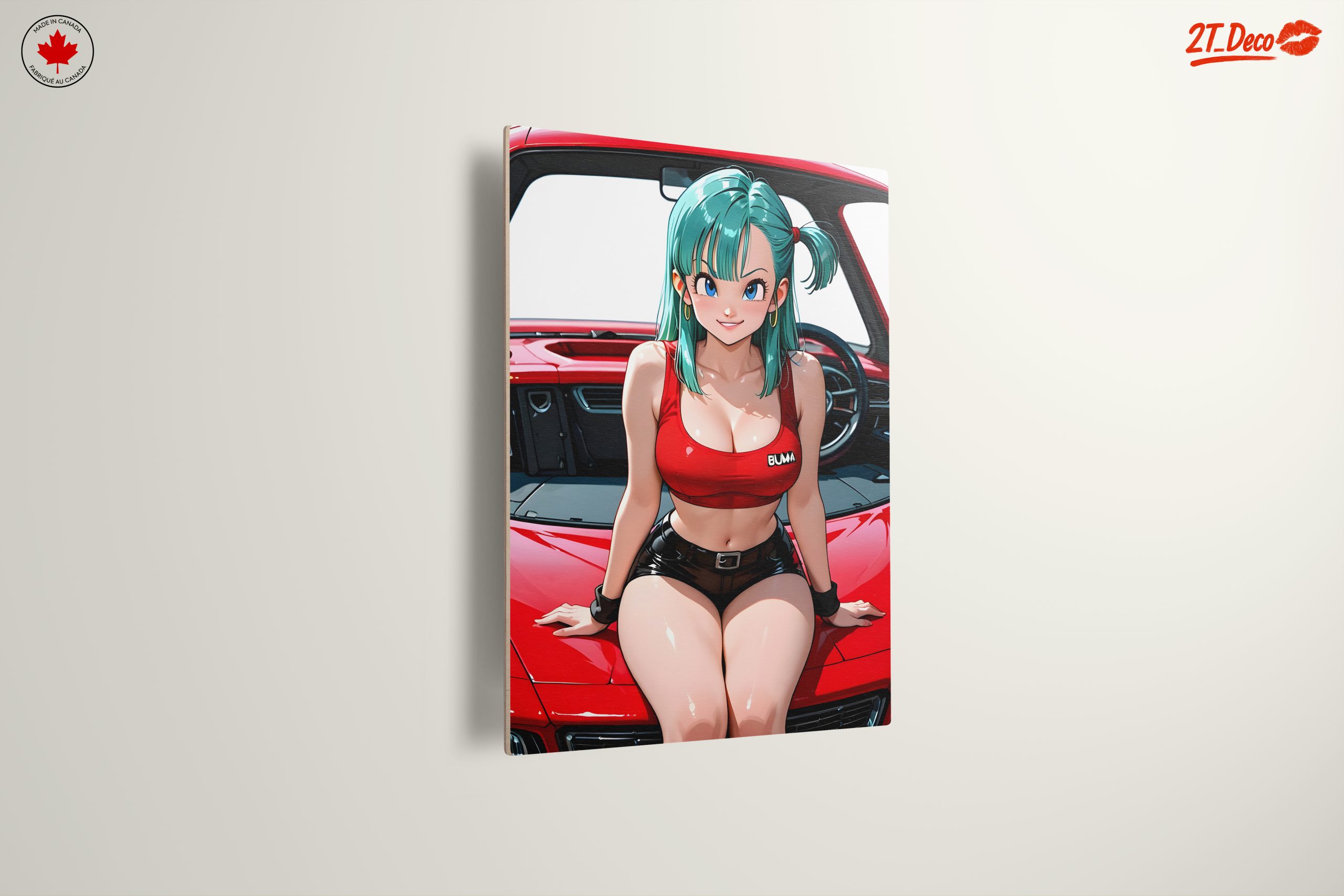 Stunning Anime Character on Red Car - Image 13