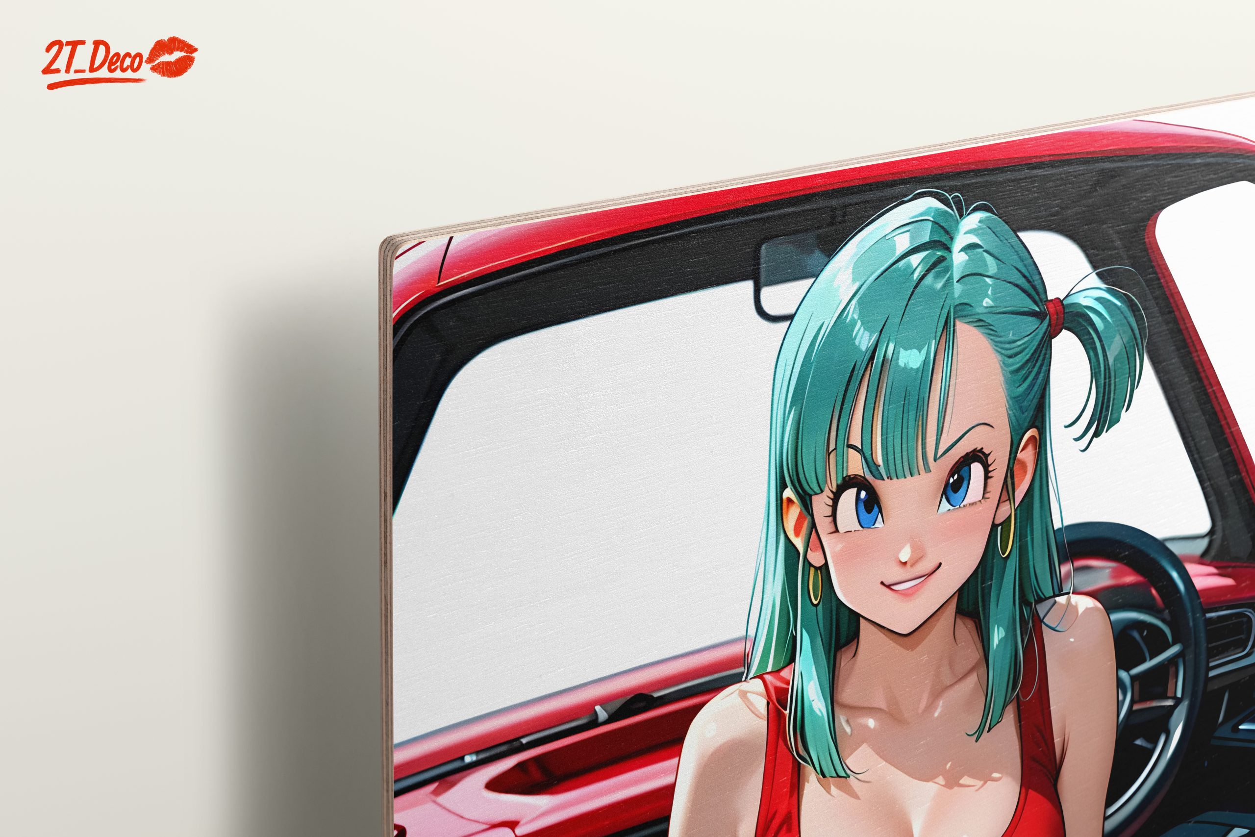 Stunning Anime Character on Red Car - Image 15