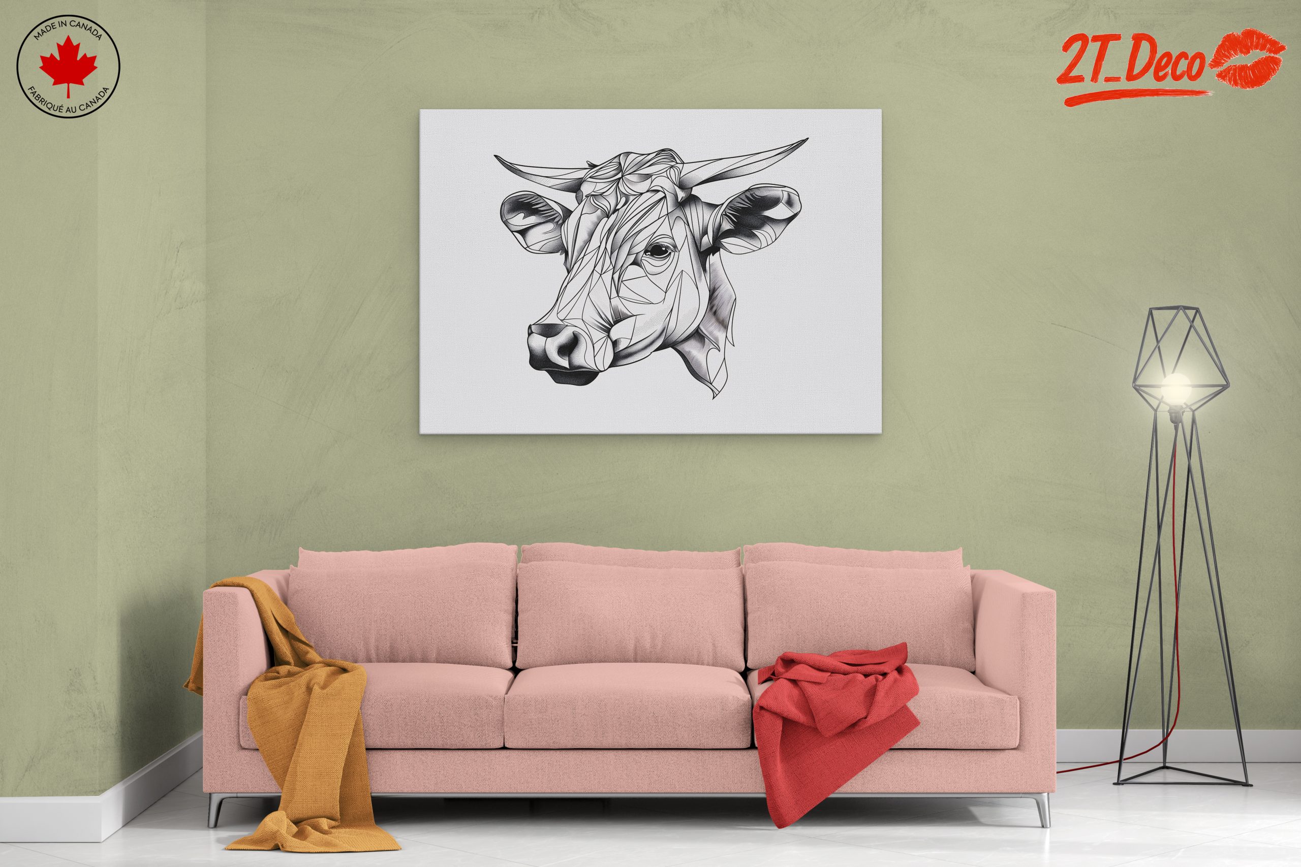 Stylized Geometric Cow Artwork - Image 2