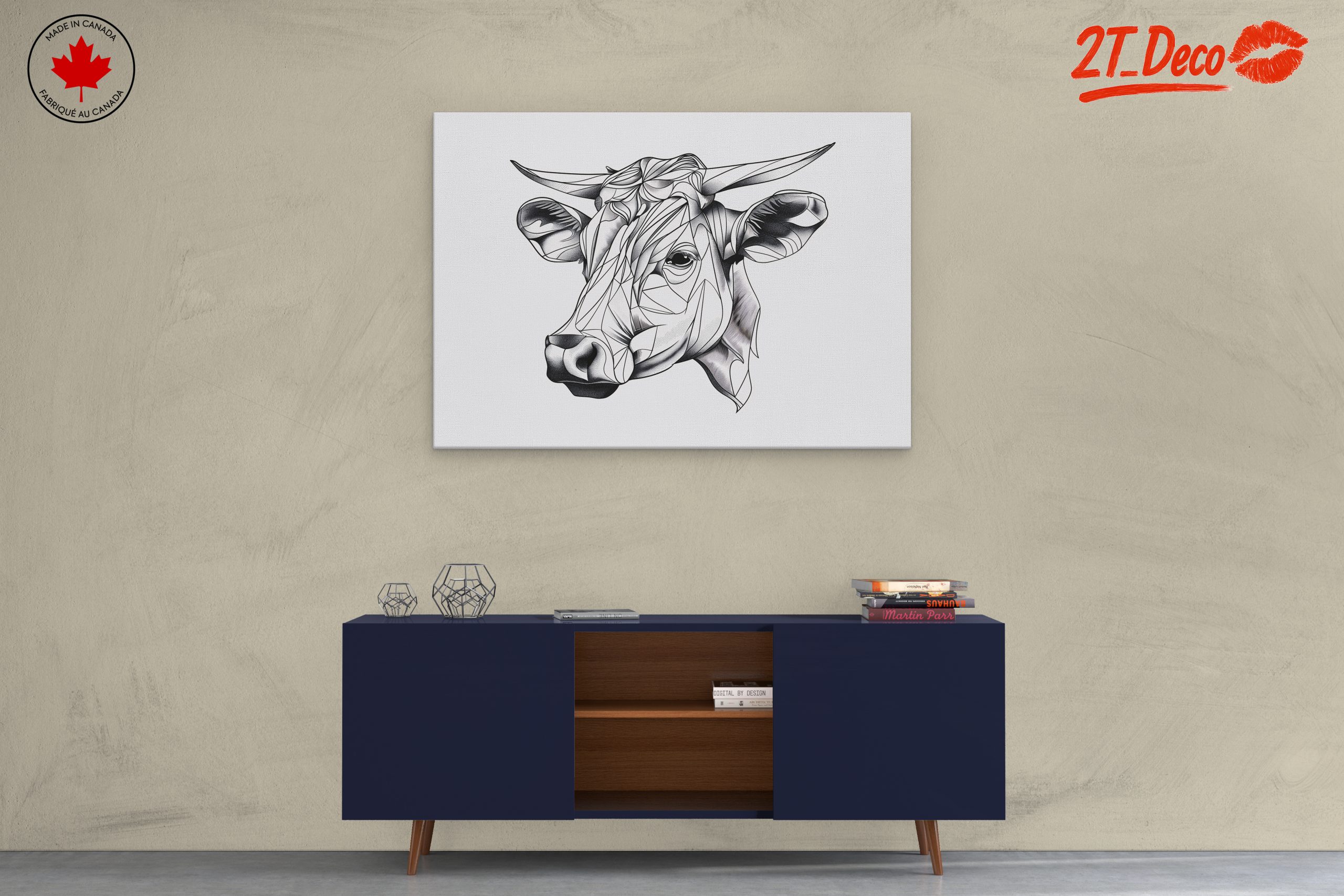 Stylized Geometric Cow Artwork - Image 3