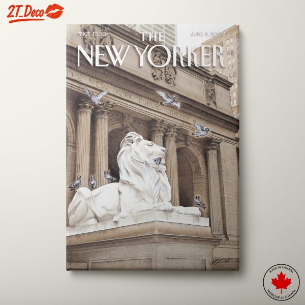 New Yorker Magazine Cover Featuring Library Lion