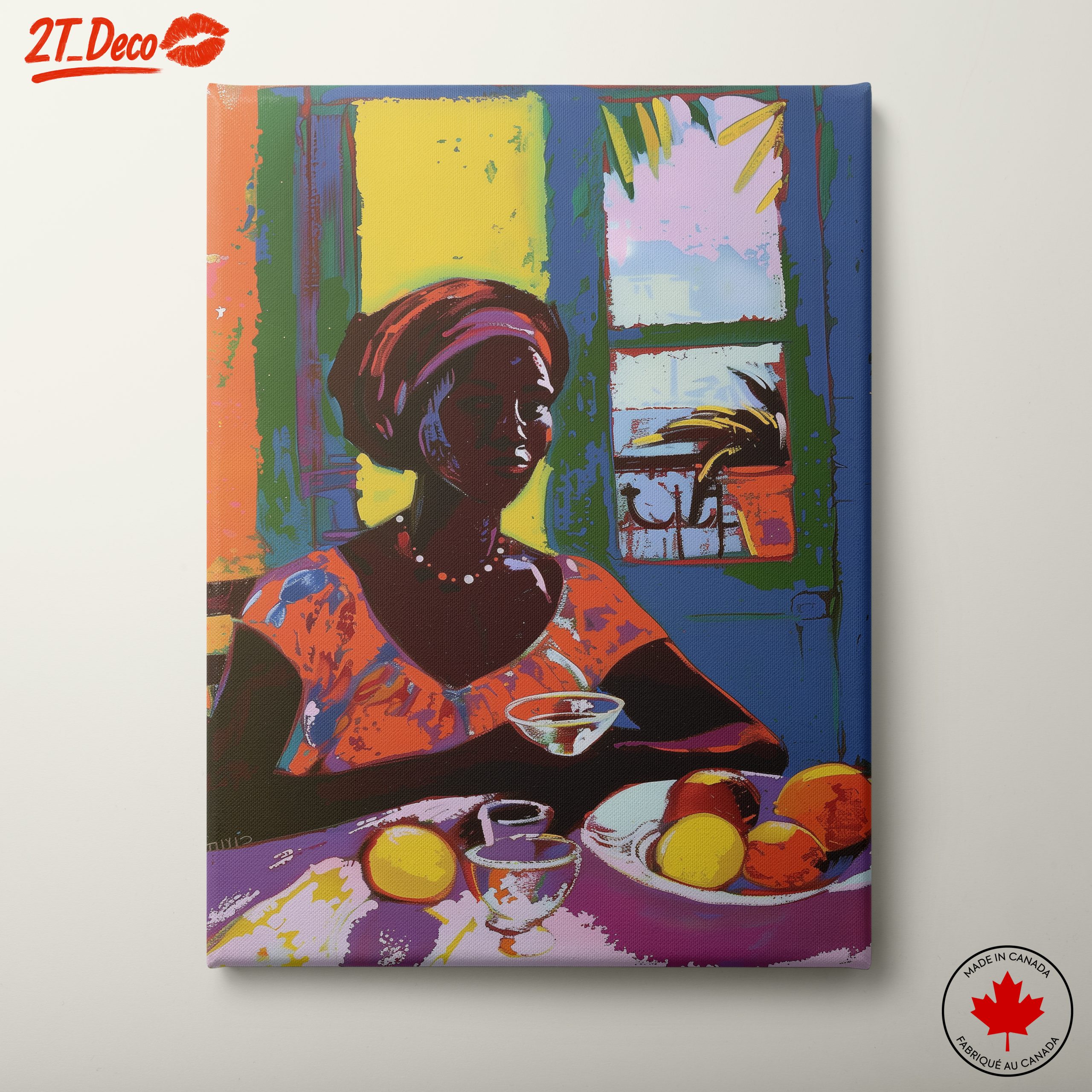 Colorful Afro Art Woman with Fruit