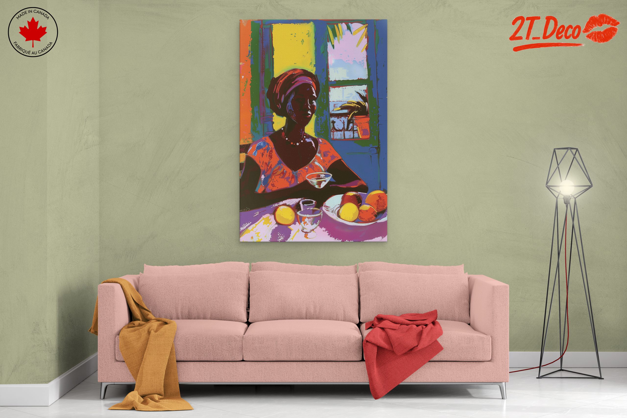 Colorful Afro Art Woman with Fruit - Image 2
