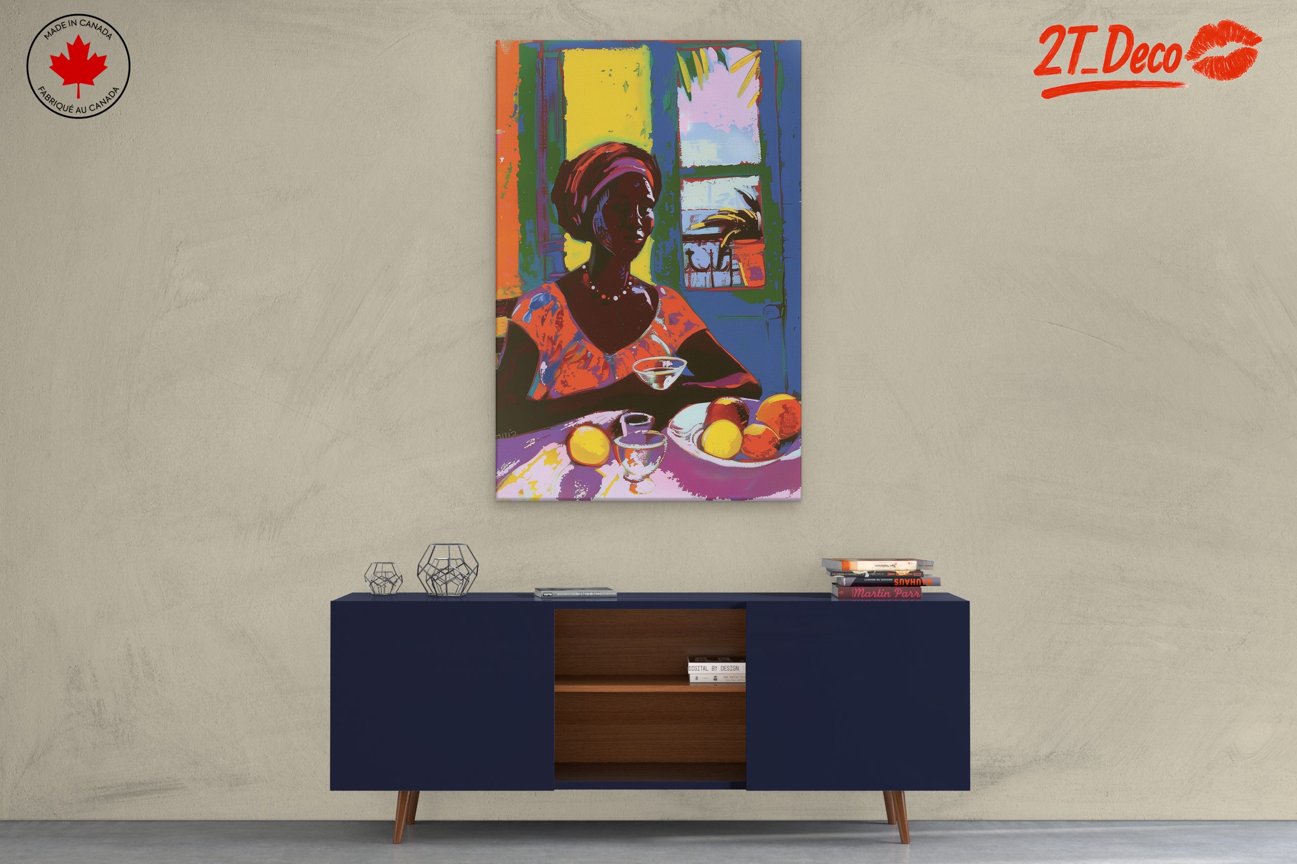 Colorful Afro Art Woman with Fruit - Image 3