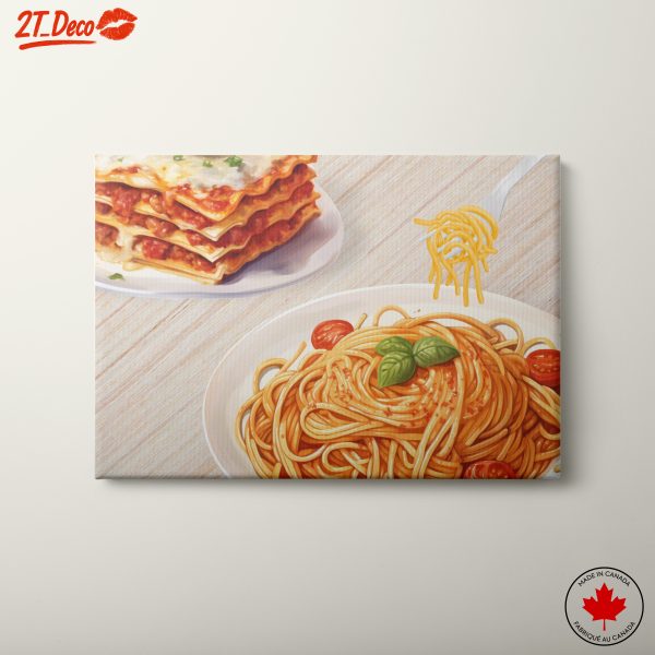 Vibrant Abstract Food Art Featuring Pasta and Lasagna