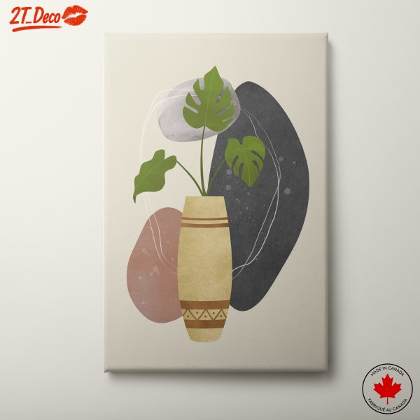 Abstract Floral Composition with Leaves