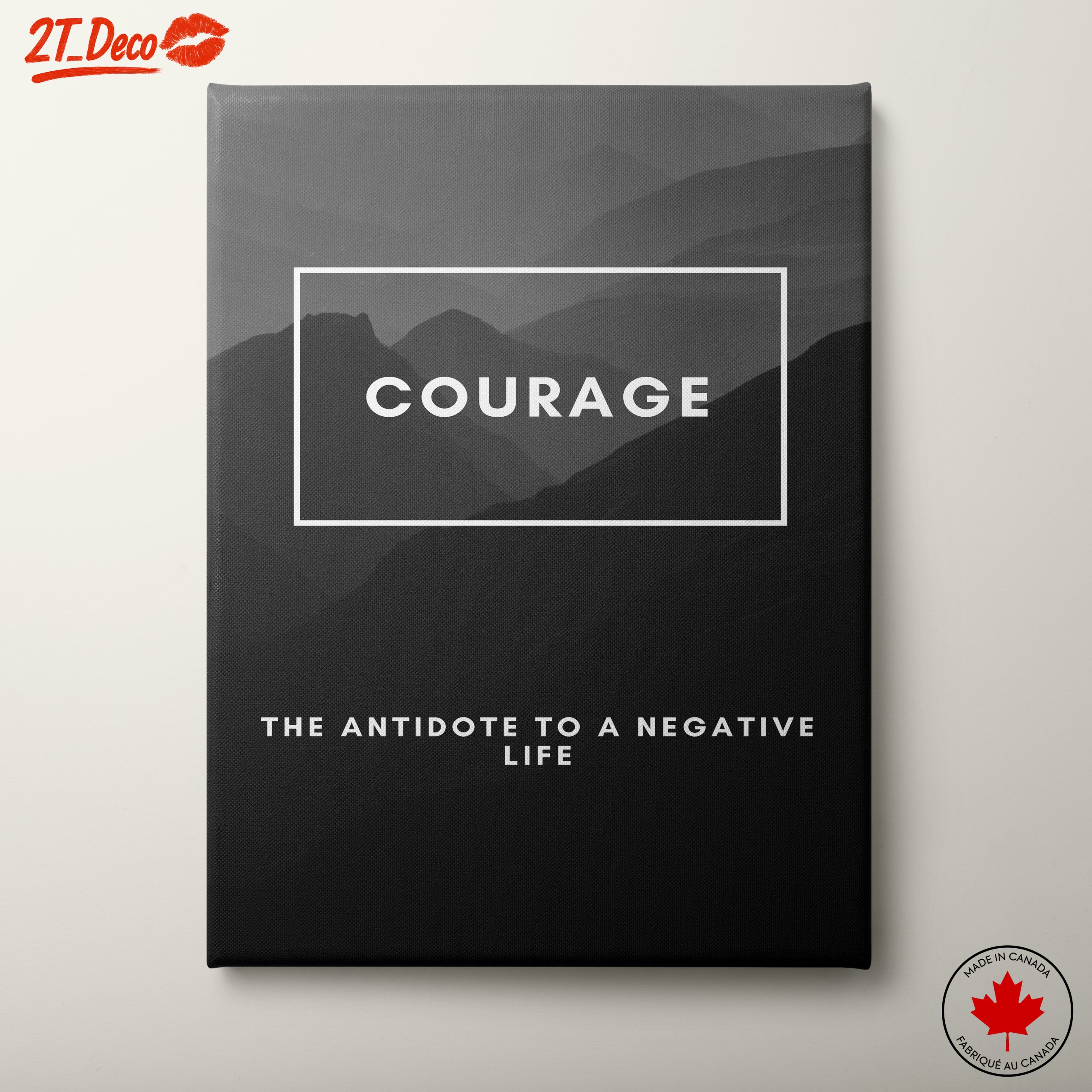 Courage Quote on Minimal Mountain Landscape