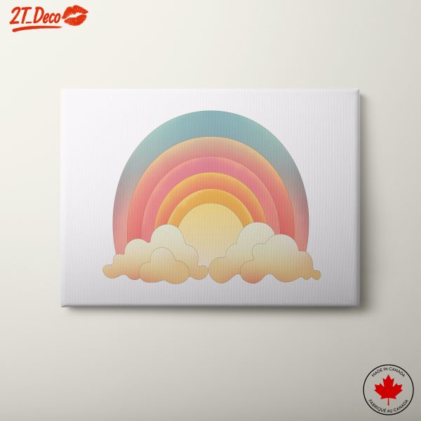 Stylized Pastel Rainbow with Clouds Art