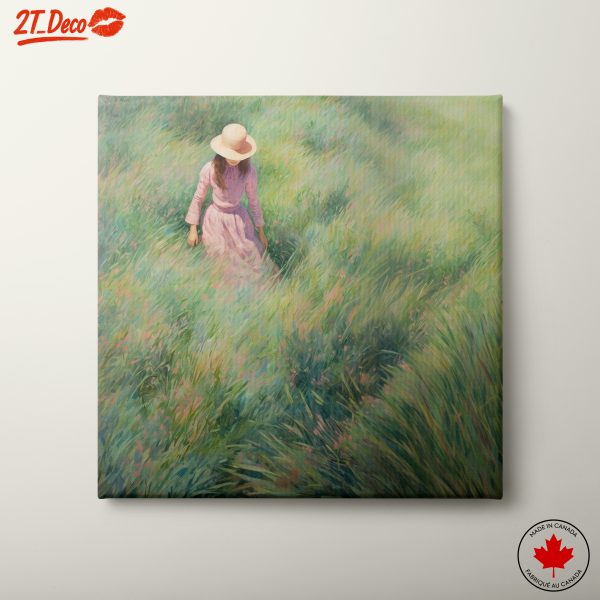 Woman in Blooming Green Field