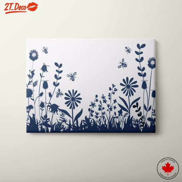 Botanical Silhouette Artwork with Bees