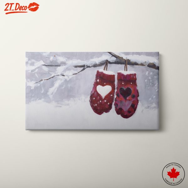 Red Mittens in Winter Snow