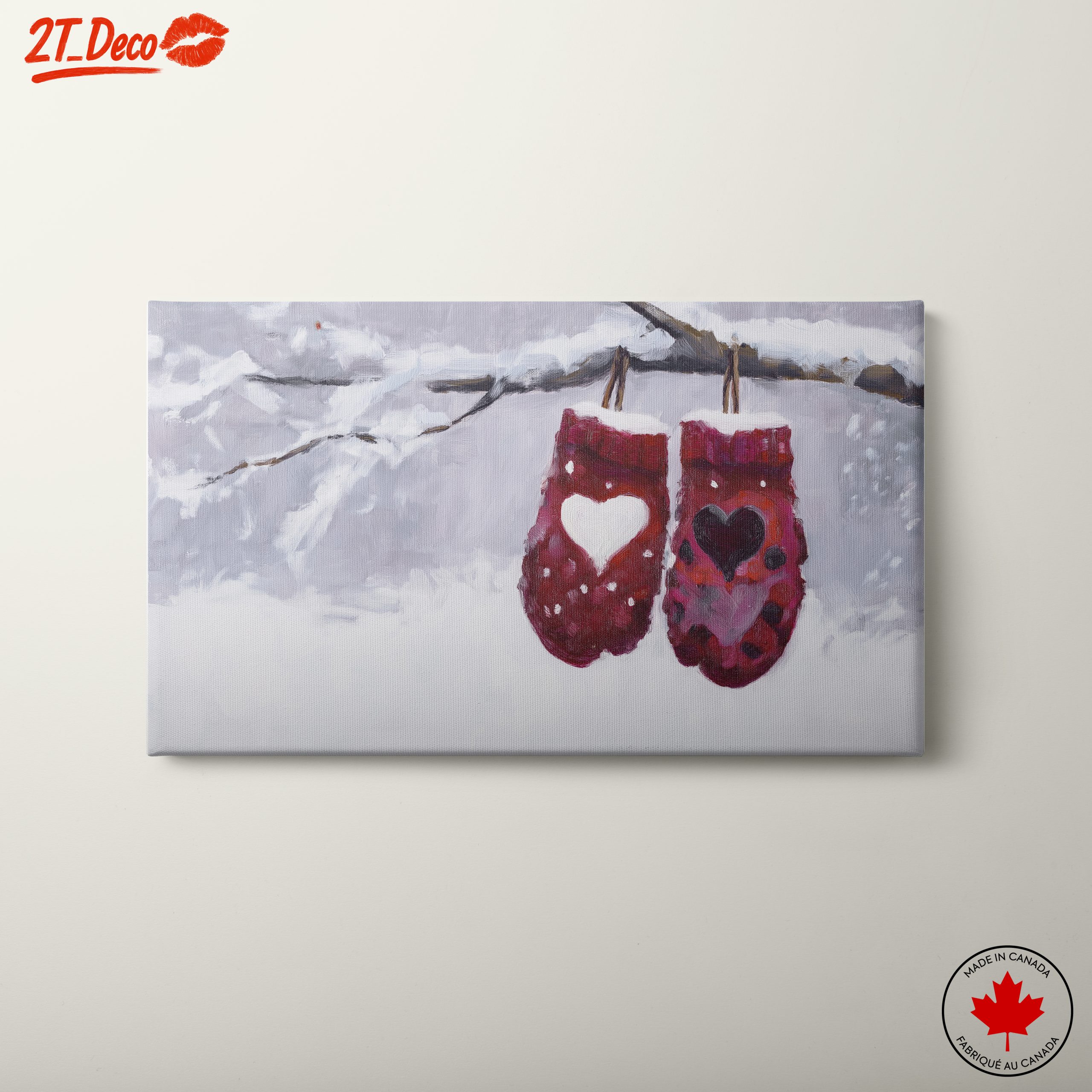 Red Mittens in Winter Snow