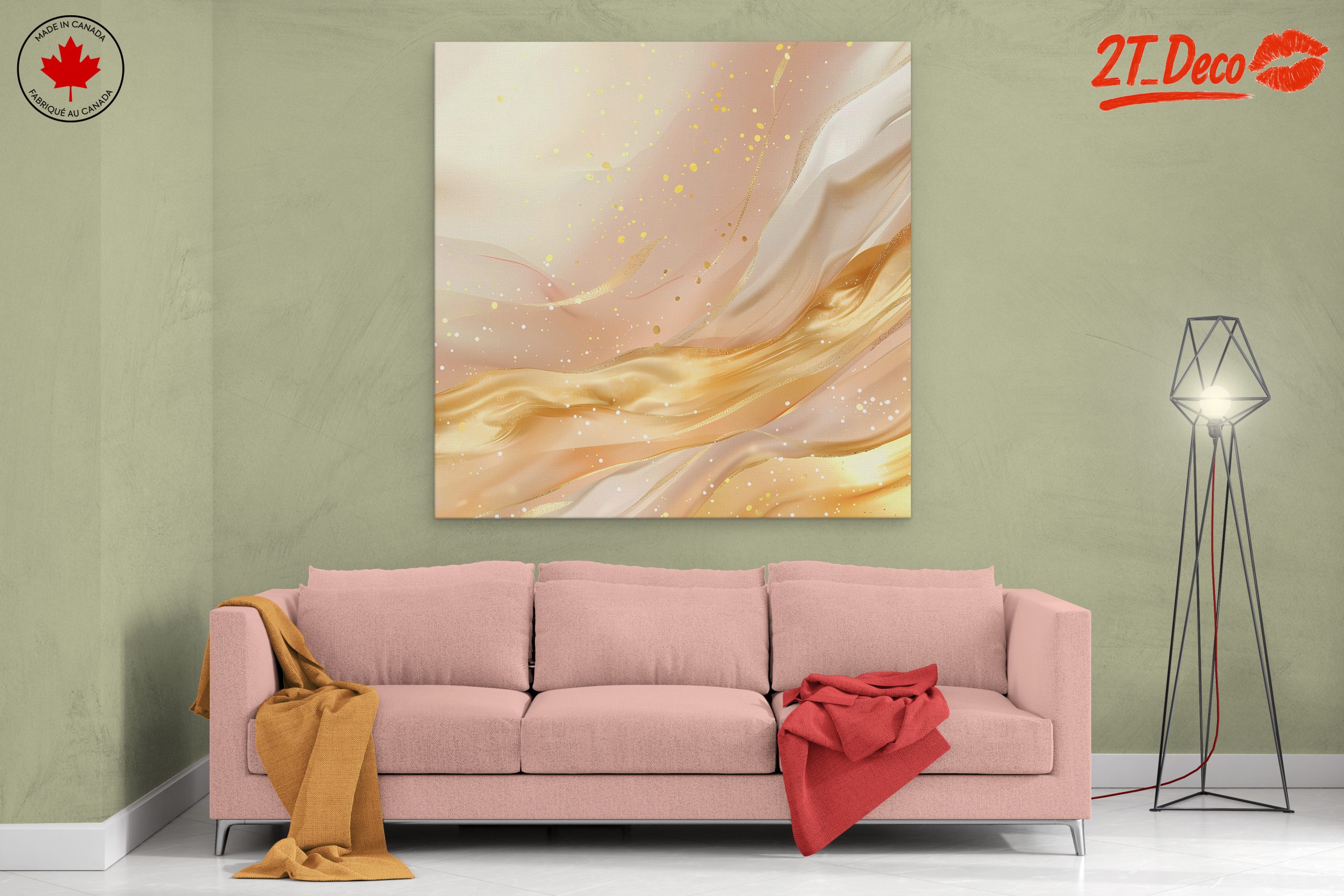 Soft Abstract Composition with Gold and Cream - Image 2