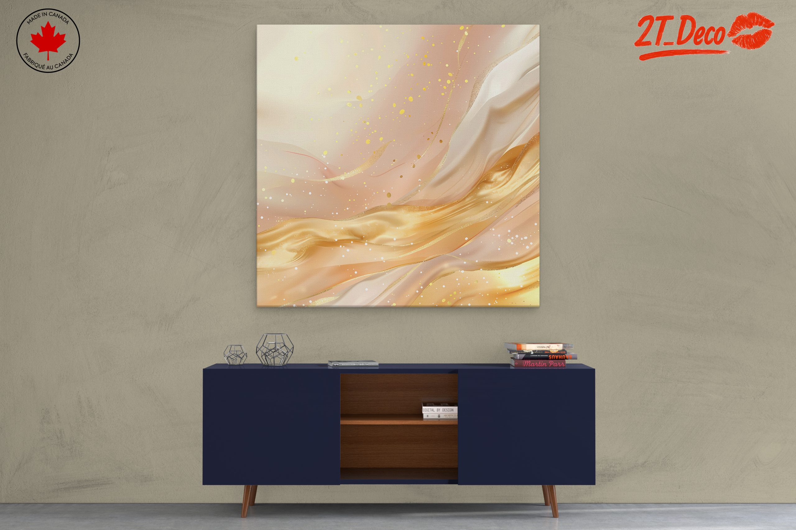 Soft Abstract Composition with Gold and Cream - Image 3