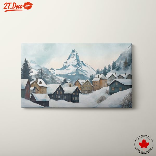 Snowy Mountain Village Landscape
