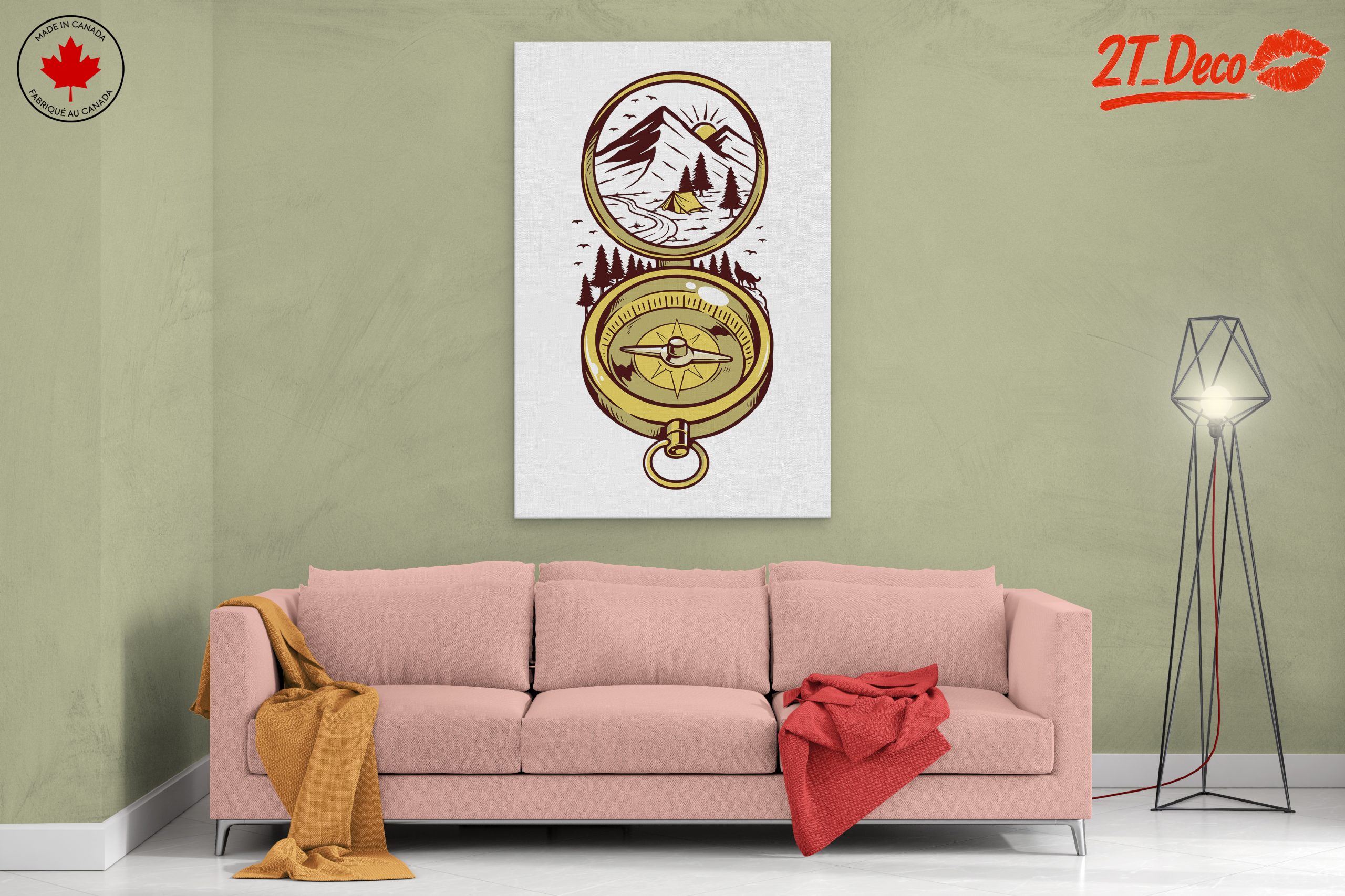 Compass and Mountain Landscape Artwork - Image 2