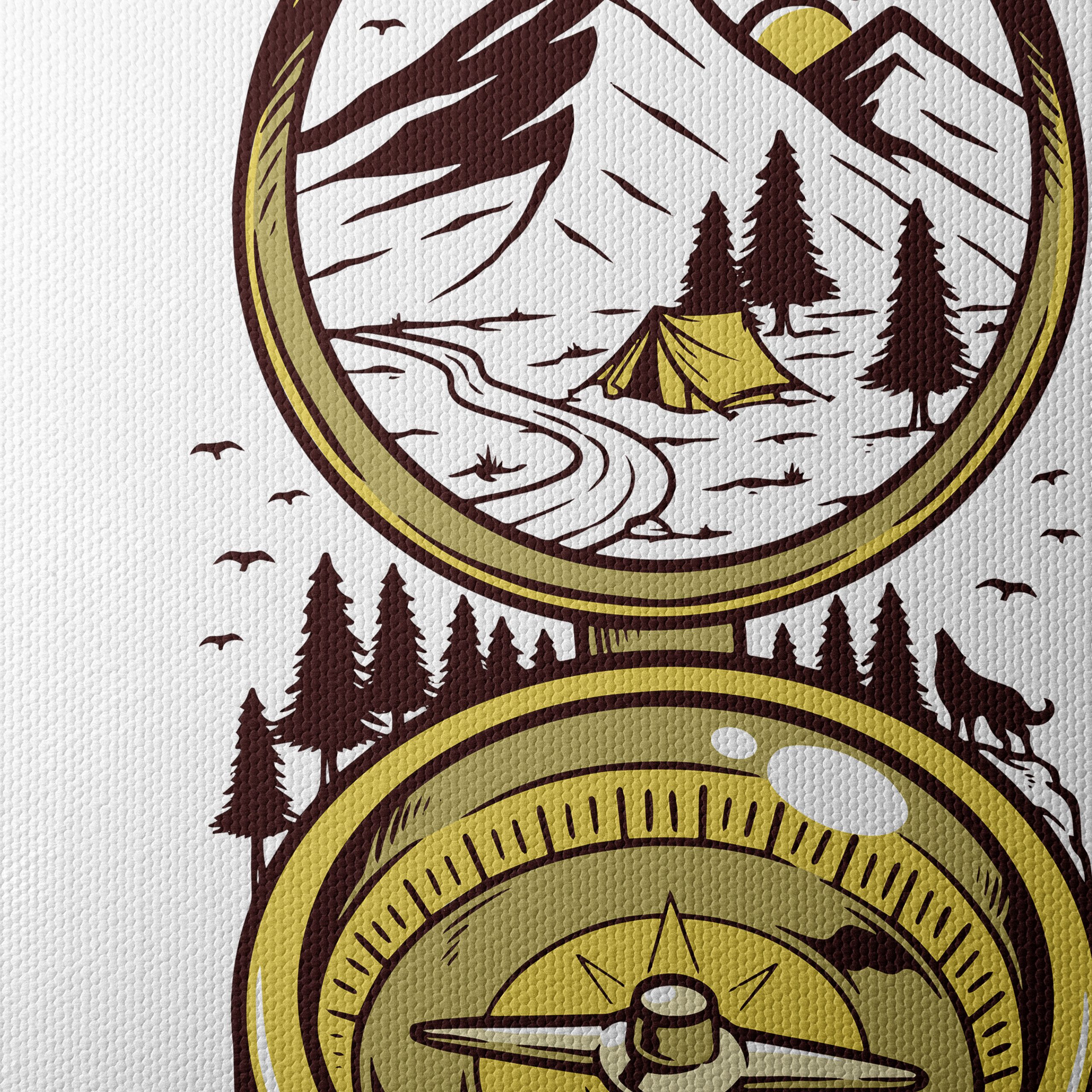 Compass and Mountain Landscape Artwork - Image 4