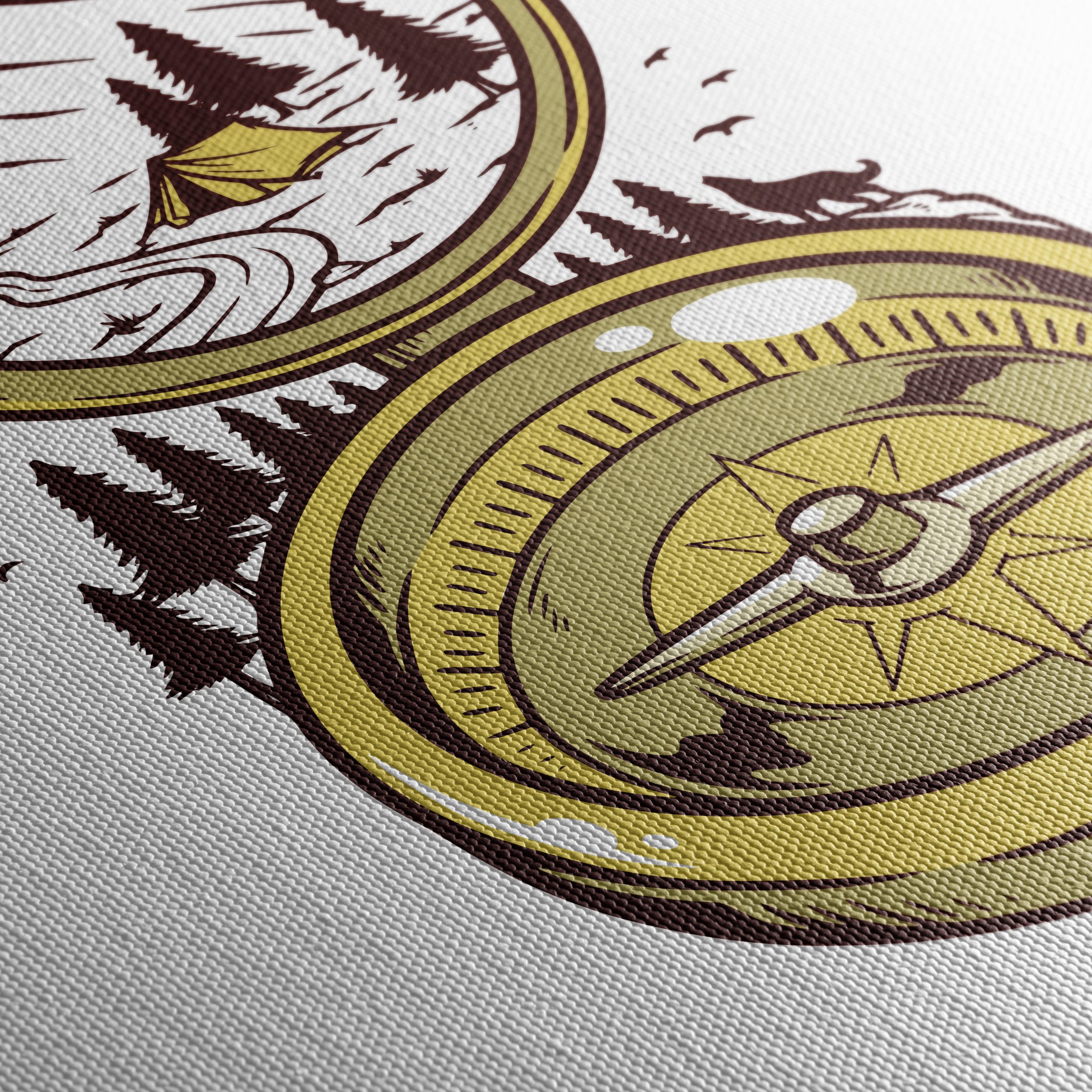 Compass and Mountain Landscape Artwork - Image 5