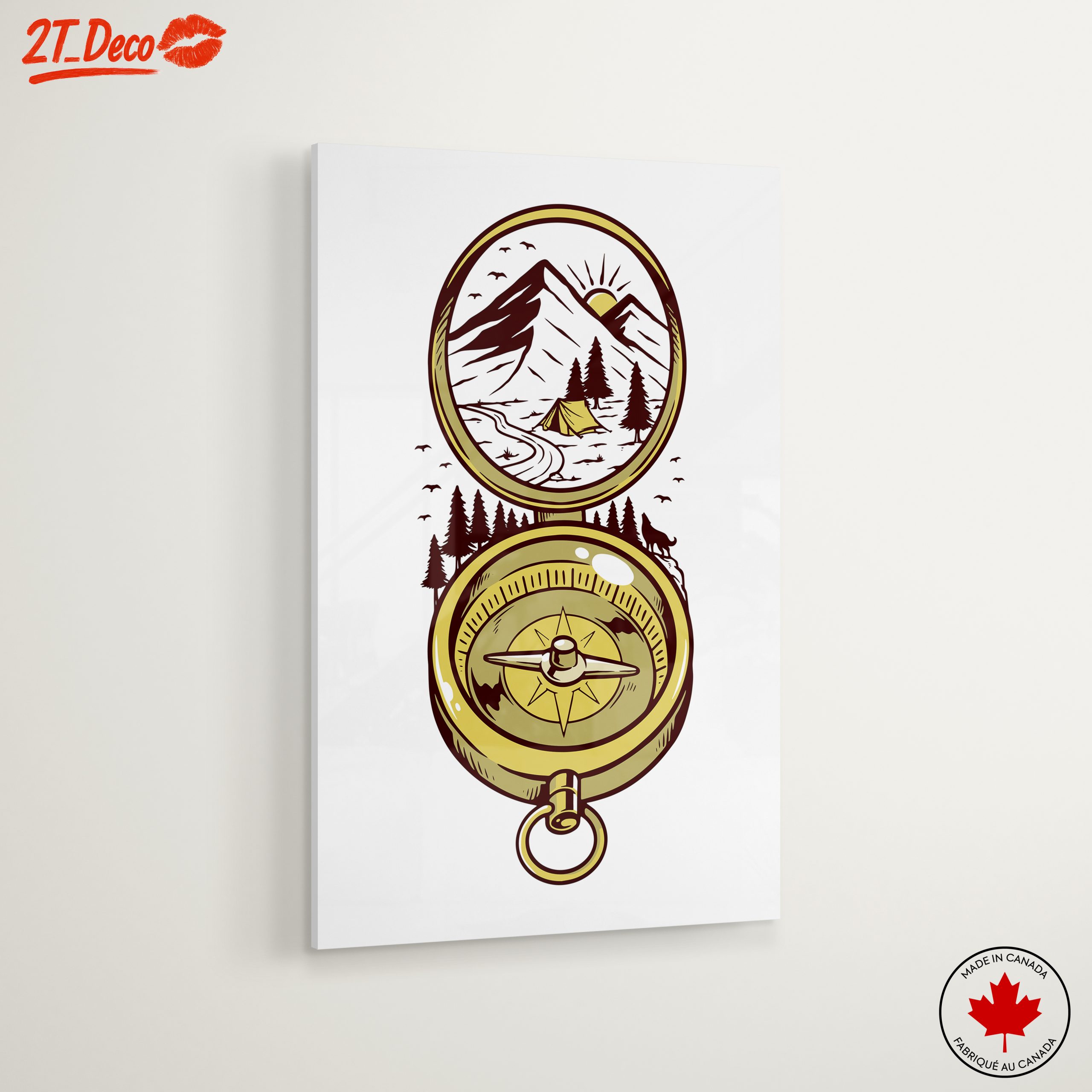 Compass and Mountain Landscape Artwork - Image 6