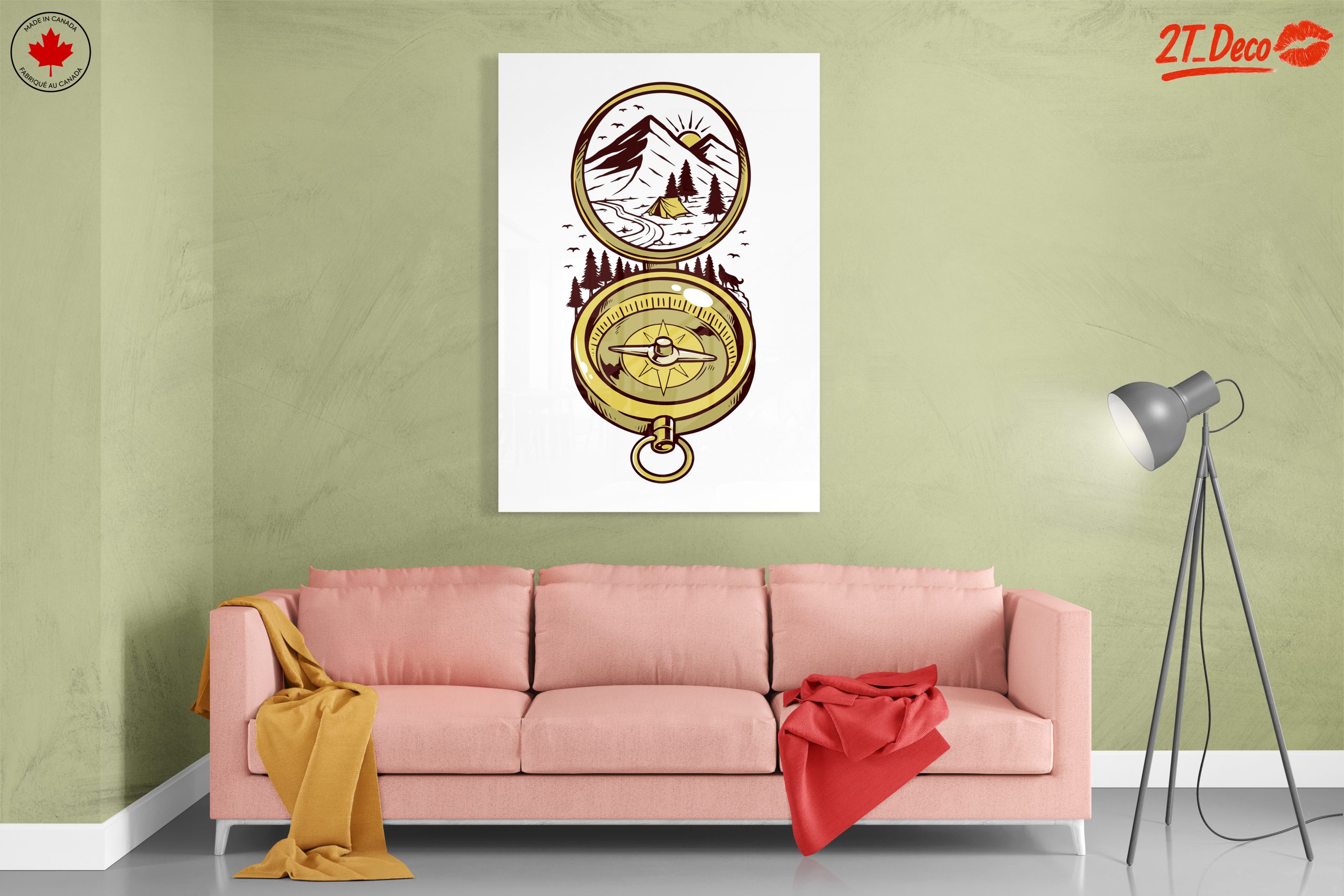 Compass and Mountain Landscape Artwork - Image 7