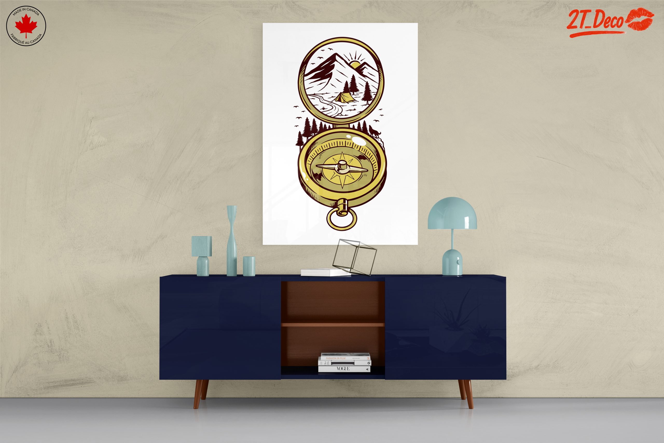 Compass and Mountain Landscape Artwork - Image 8