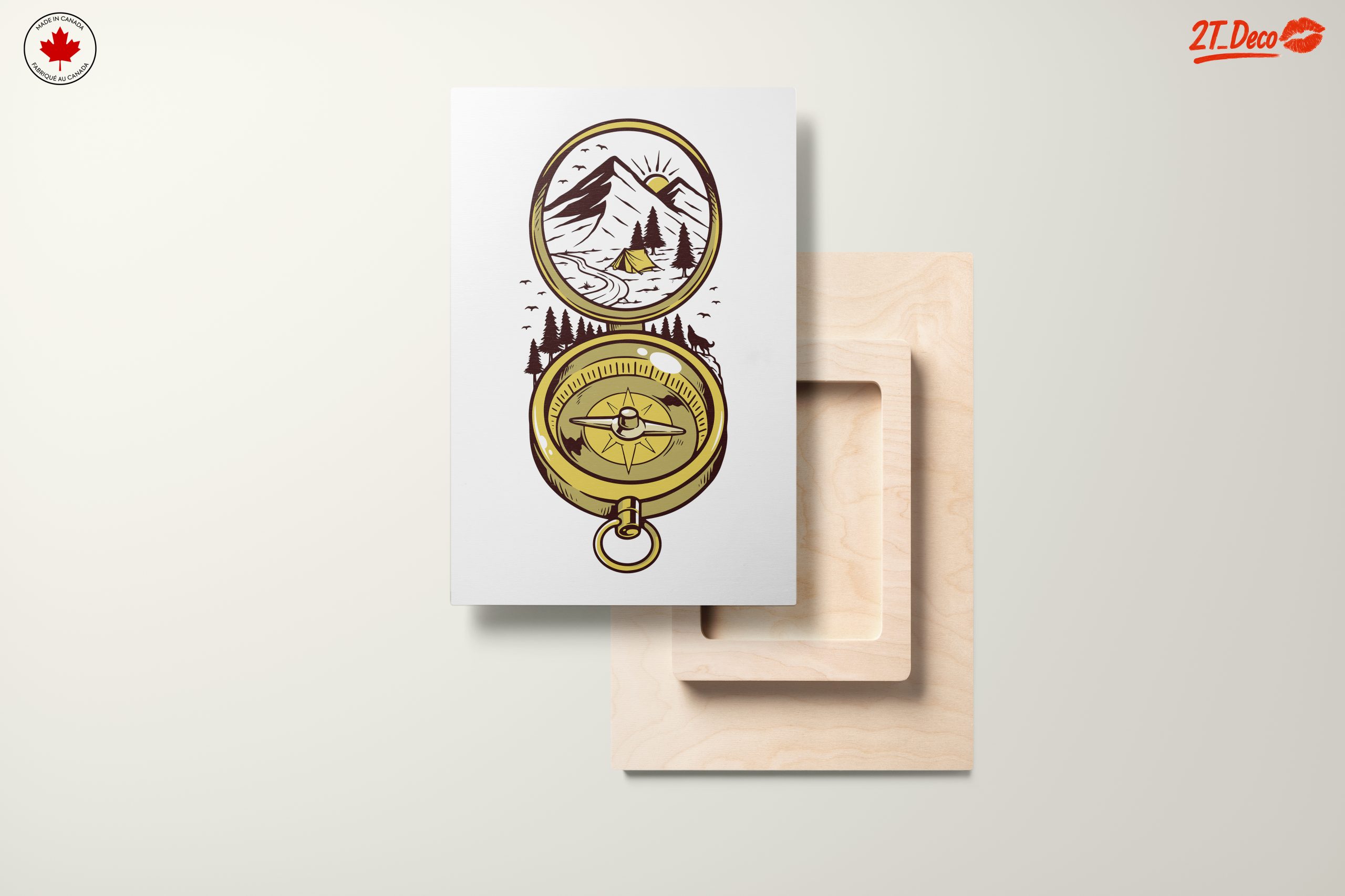 Compass and Mountain Landscape Artwork - Image 11