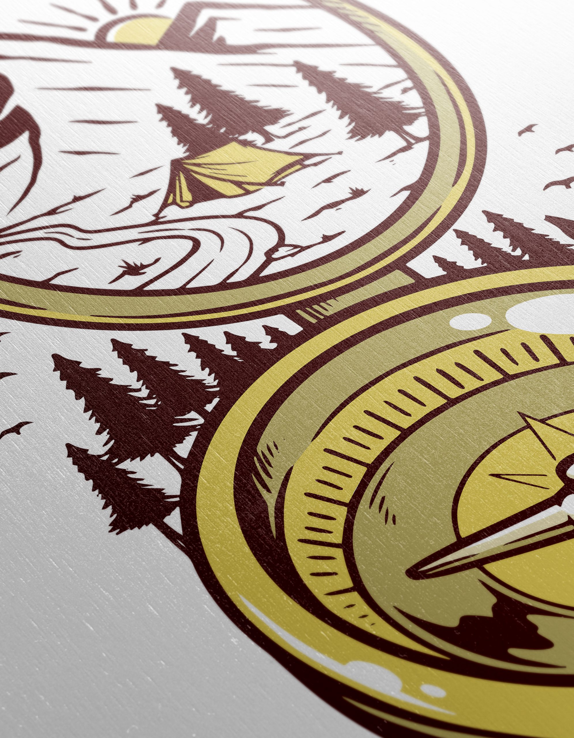 Compass and Mountain Landscape Artwork - Image 12