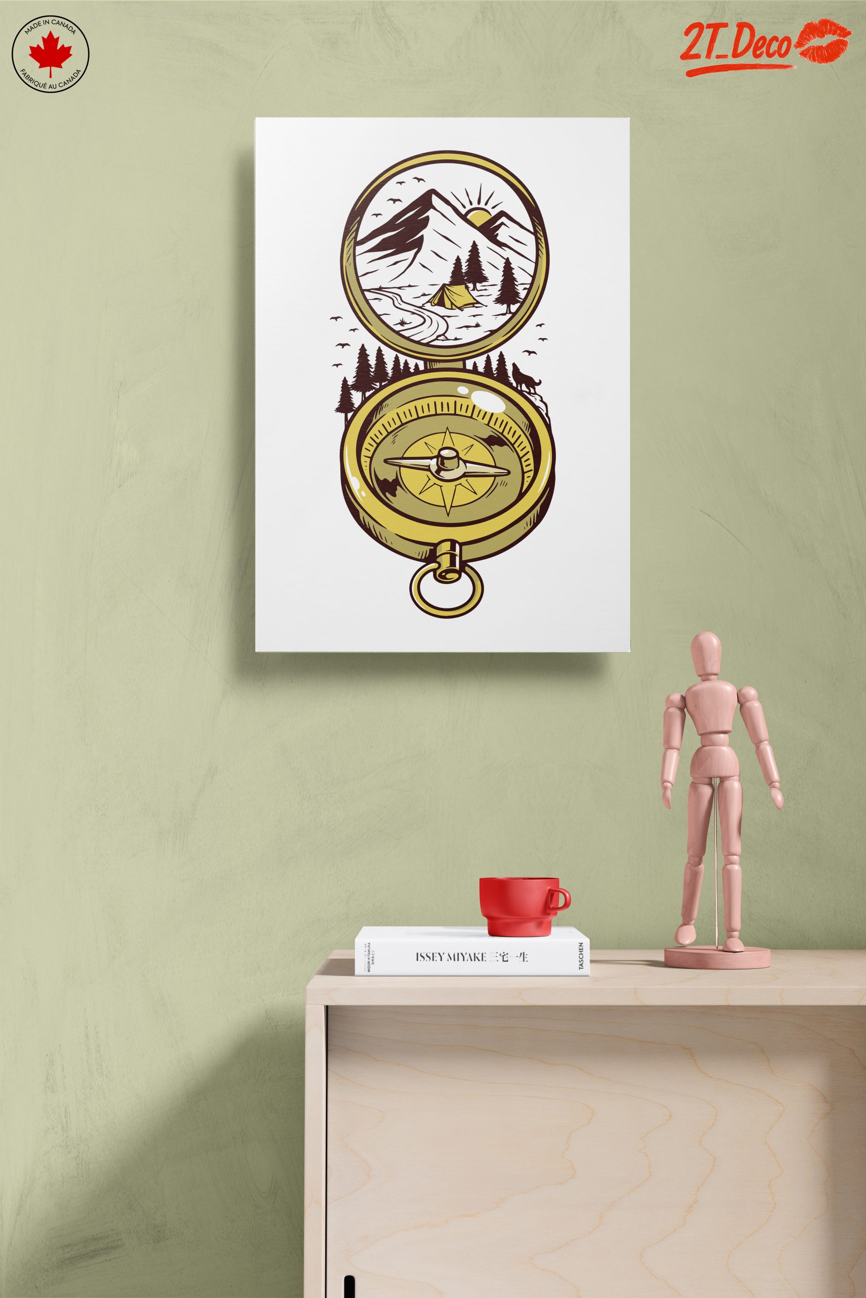 Compass and Mountain Landscape Artwork - Image 14