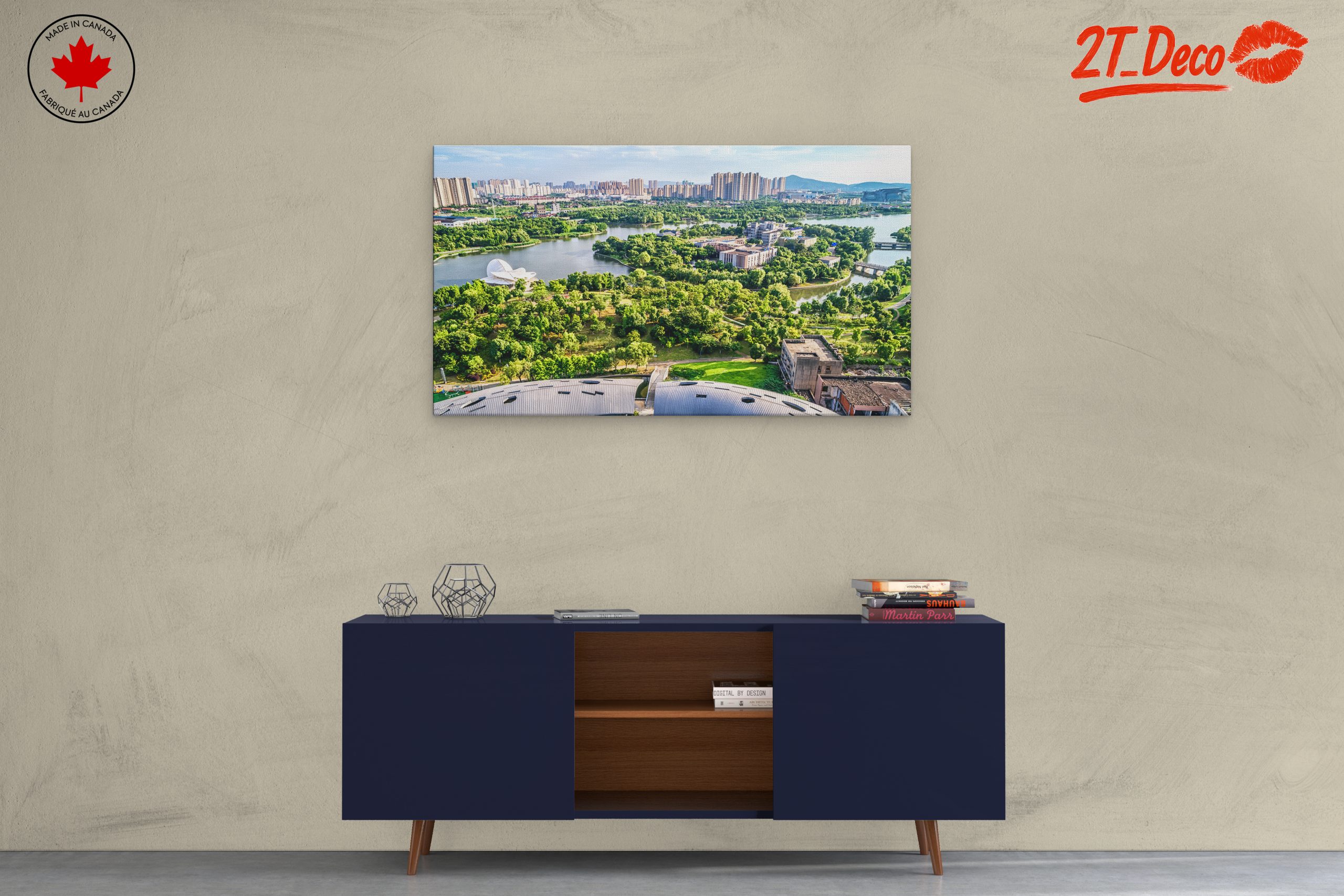 Vibrant Nature Landscape with Water and City - Image 3