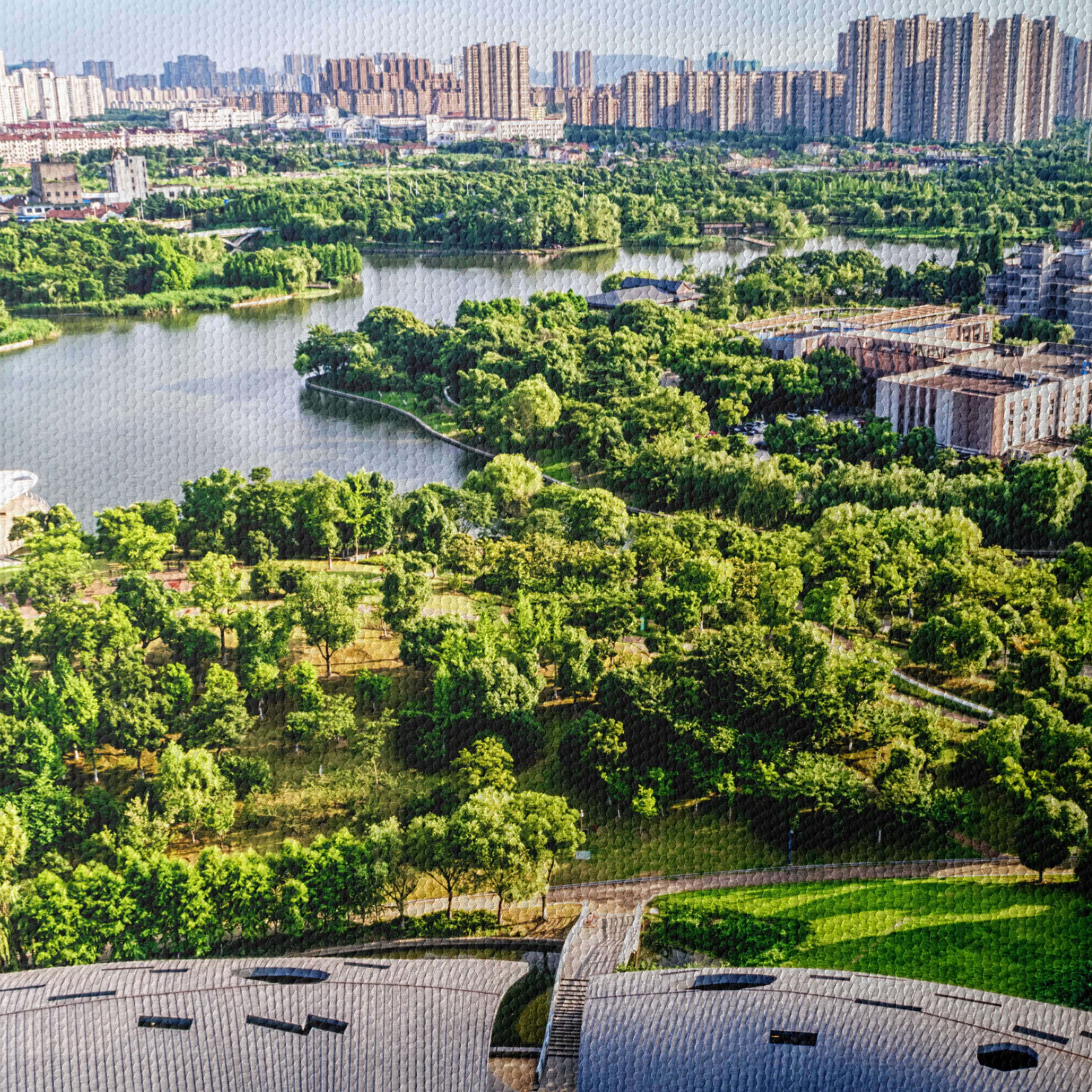Vibrant Nature Landscape with Water and City - Image 4