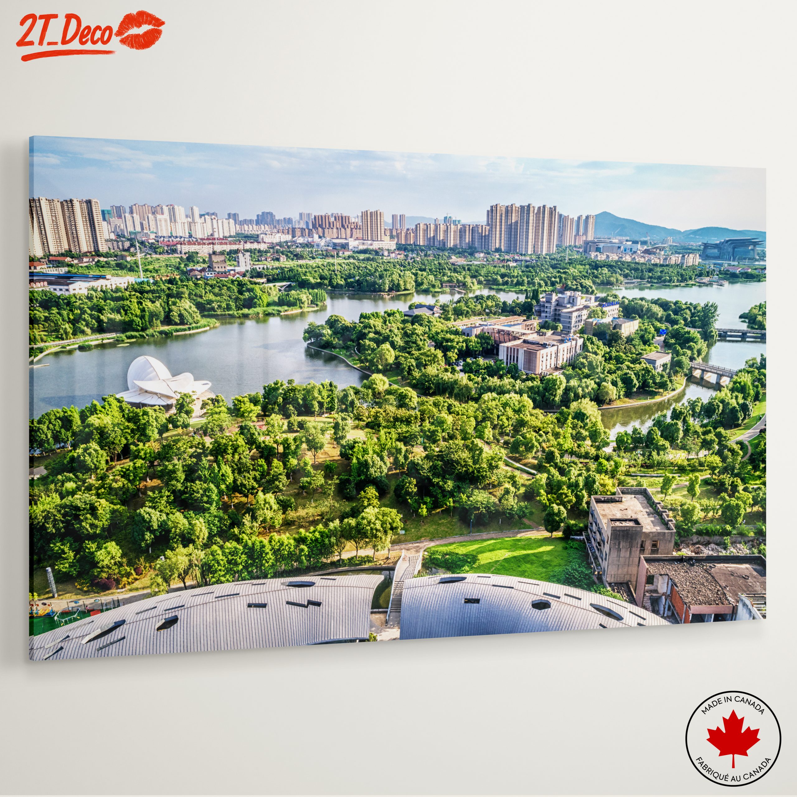 Vibrant Nature Landscape with Water and City - Image 6